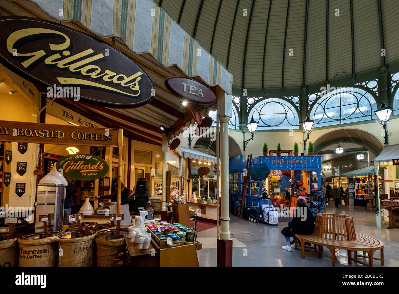 Bath Guildhall Market interior, Somerset, England, Großbritannien Stockfoto
