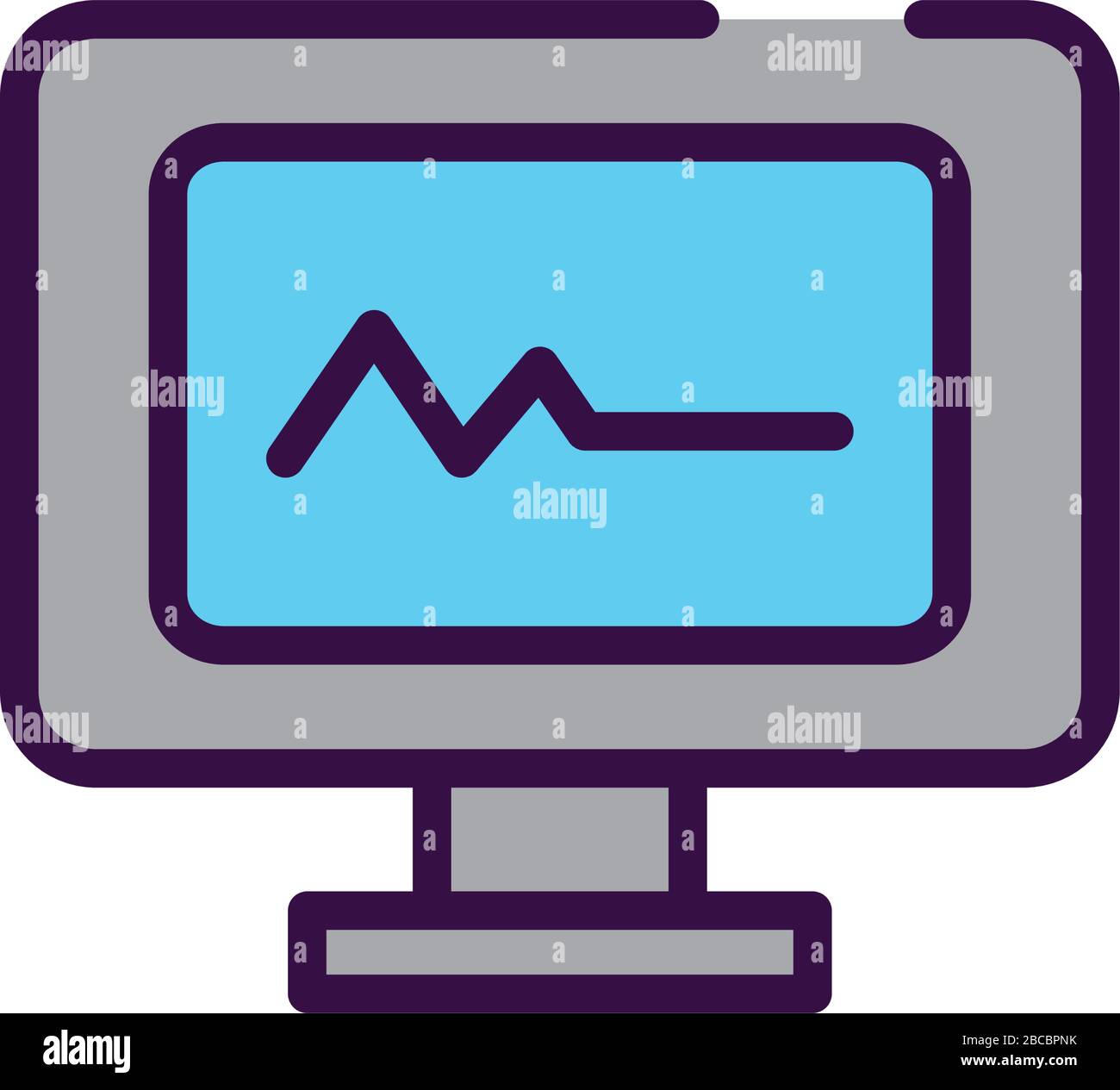 Cardio-Monitor-Symbol über weißem Hintergrund, Linienfarbstil, Vektorgrafiken Stock Vektor