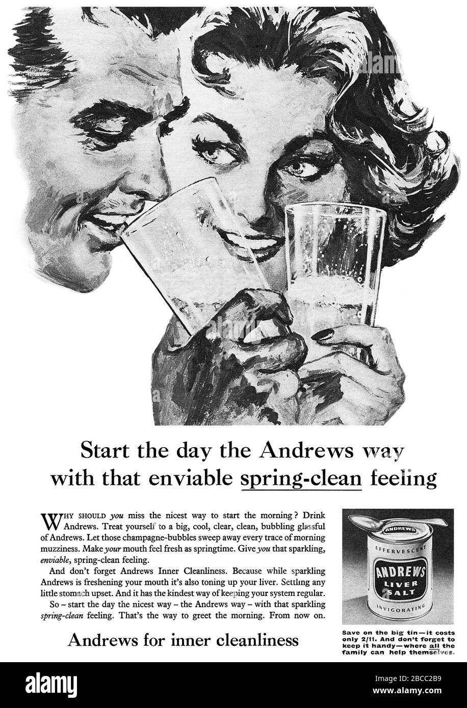 1960 britische Werbung für Andrews Lever Salt. Stockfoto