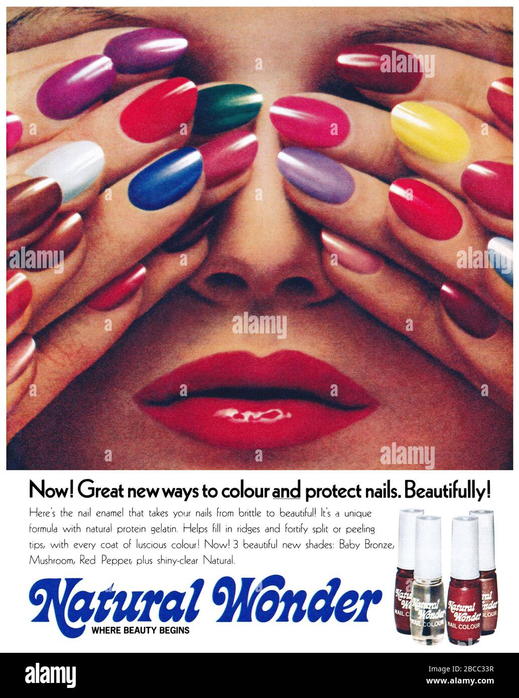 1976 Britische Werbung für Natural Wonder Nagellack. Stockfoto