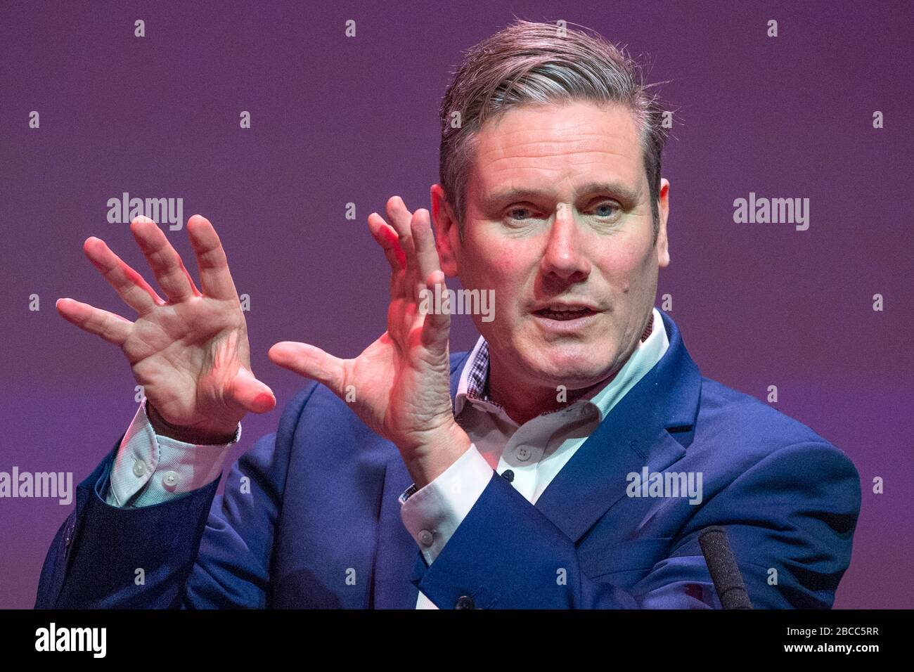 STOCK IMAGE REDIGS GLASGOW, GROSSBRITANNIEN. Februar 2020. Sir Keir Starmer gewinnt in der ersten Wahlrunde die Führung für die britische Labour-Partei mit 56,2 % der Stimmen, Rebecca ling-Bailey mit 27,6 % und Lisa Nandy mit 16,2 %. Die britische Labour-Partei hat sich für die Labour-Partei-Führung 2020 eingesetzt. Stockfoto