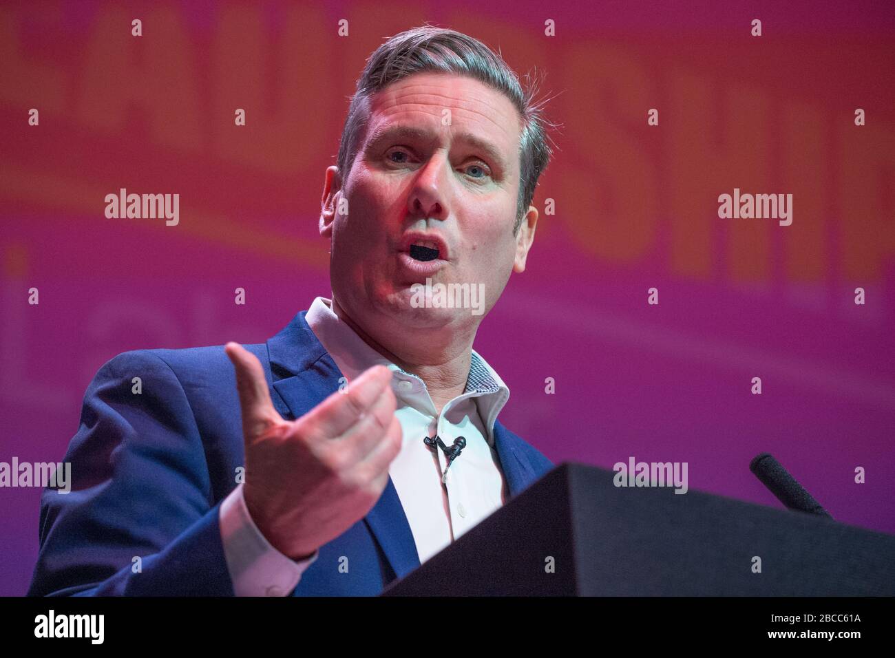 STOCK IMAGE REDIGS GLASGOW, GROSSBRITANNIEN. Februar 2020. Sir Keir Starmer gewinnt in der ersten Wahlrunde die Führung für die britische Labour-Partei mit 56,2 % der Stimmen, Rebecca ling-Bailey mit 27,6 % und Lisa Nandy mit 16,2 %. Die britische Labour-Partei hat sich für die Labour-Partei-Führung 2020 eingesetzt. Stockfoto