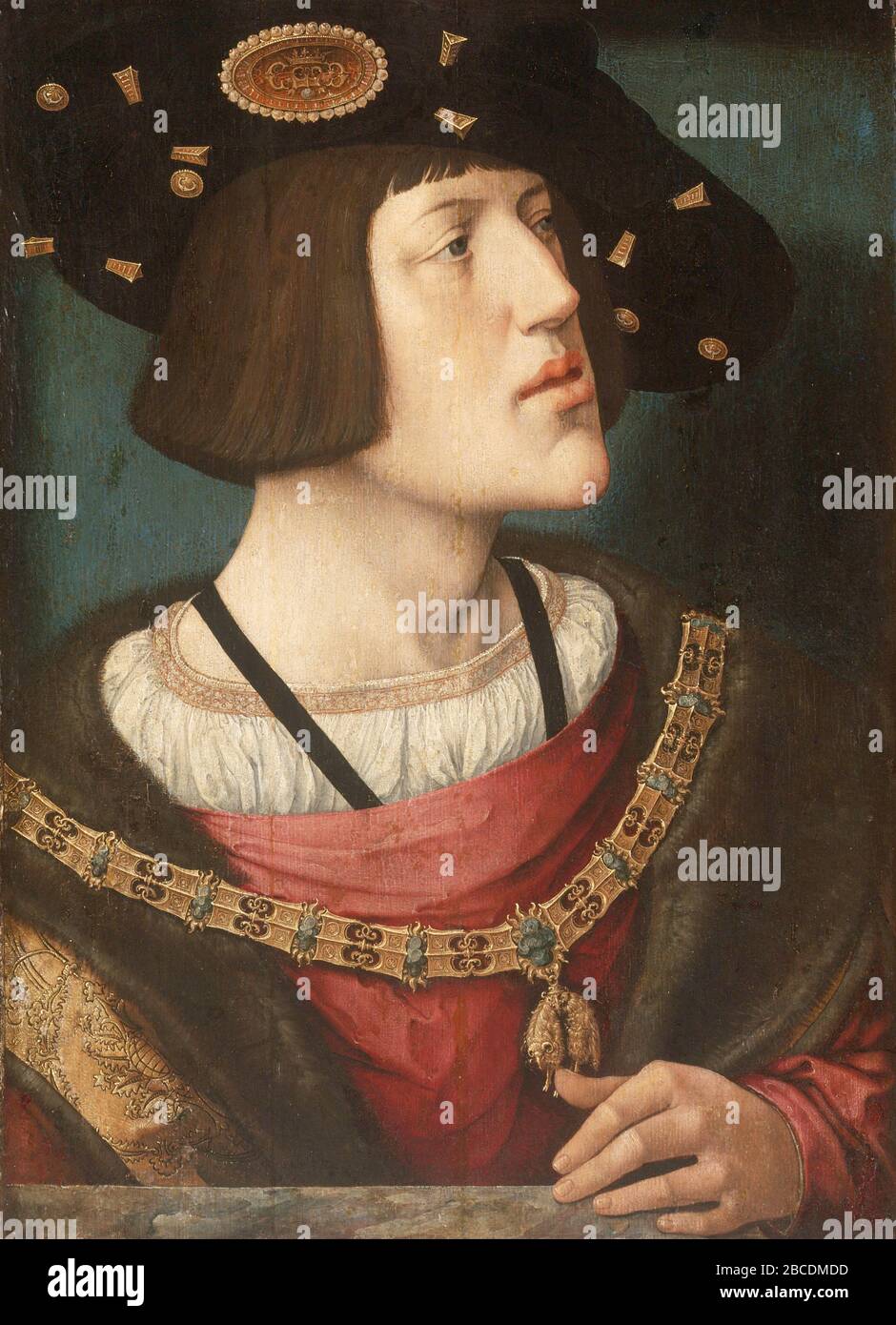 Karl V. (1500-1558) war ab 1519 heiliger römischer Kaiser und Erzherzöge von Österreich, ab 1516 König von Spanien (Kastilien und Aragonien). Porträt von Bernard van Orley, Stockfoto