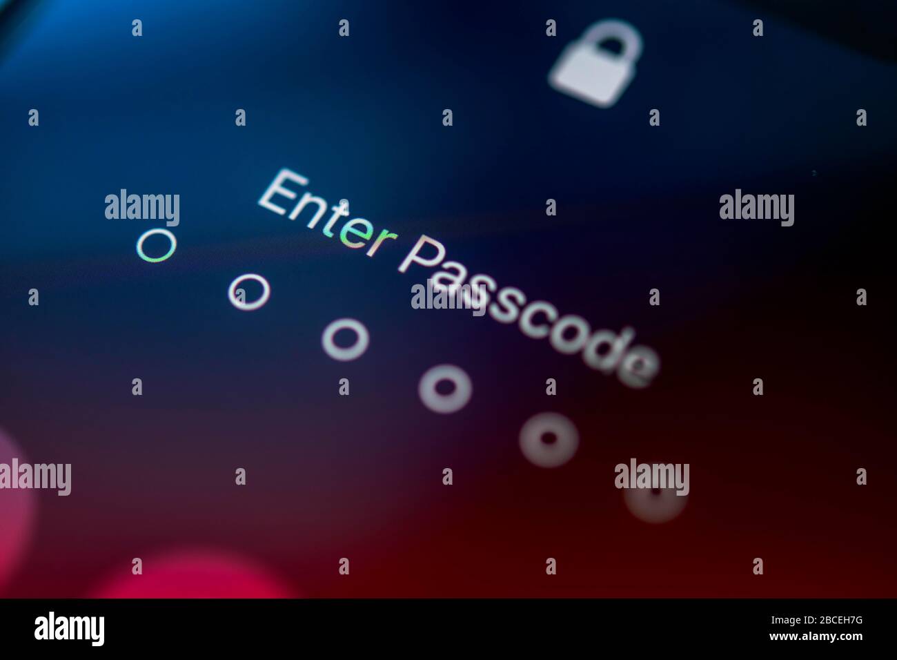 Passwort eingeben, passwortgeschützt, gesperrtes iPhone, iOS, Smartphone, Display, Nahaufnahme, Details Stockfoto