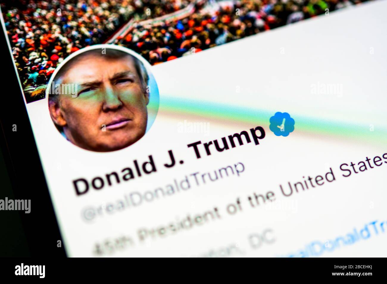 Offizielle Twitter-Seite von Donald J. Trump, realDonaldTrump, Präsident der Vereinigten Staaten von Amerika, Screenshot, Deutschland Stockfoto