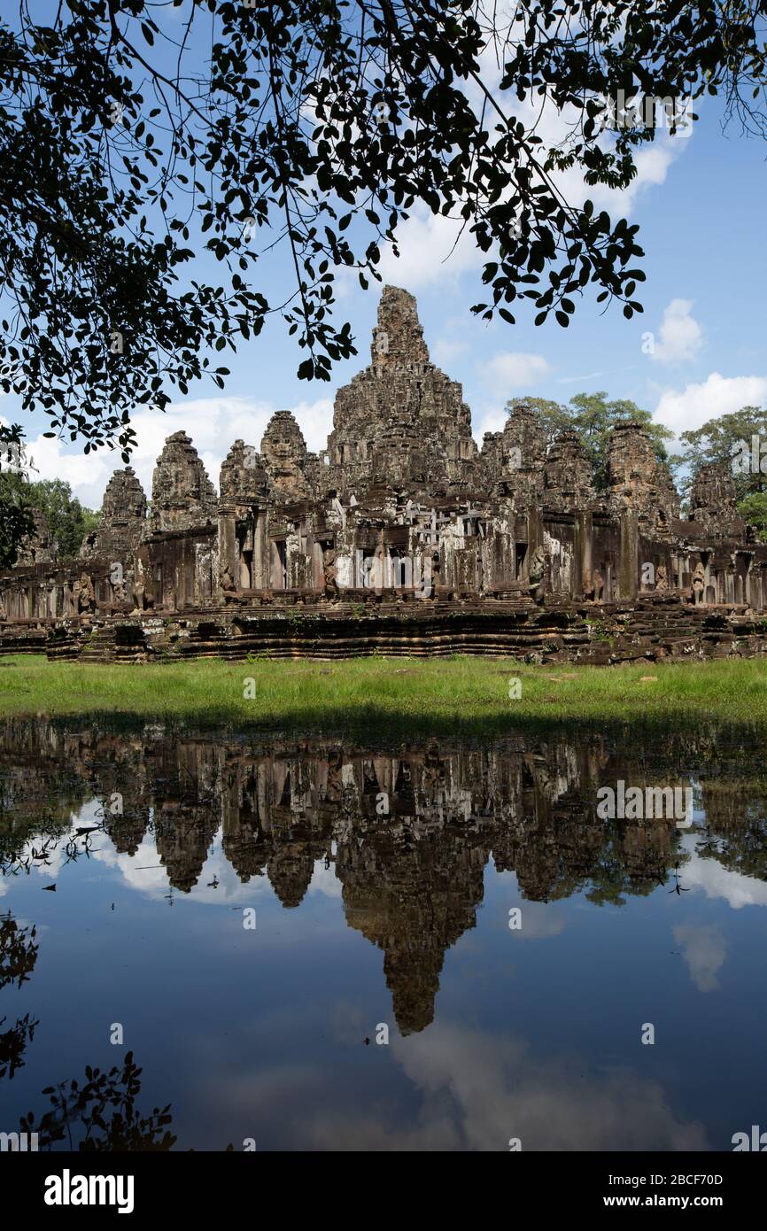 Angkor Tom, Bayon Smilie Gesichter Stockfoto