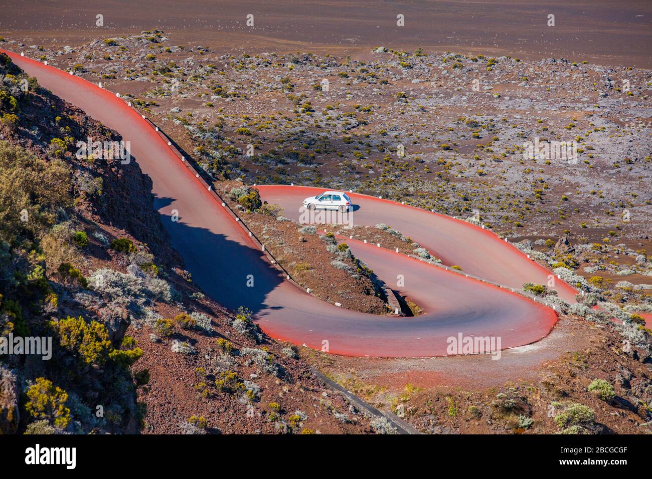 Piton de la Fournaise, sehr aktiver Vulkan auf der französischen Insel La Reunion im Indischen Ozean, Landschaftsfotografie Stockfoto
