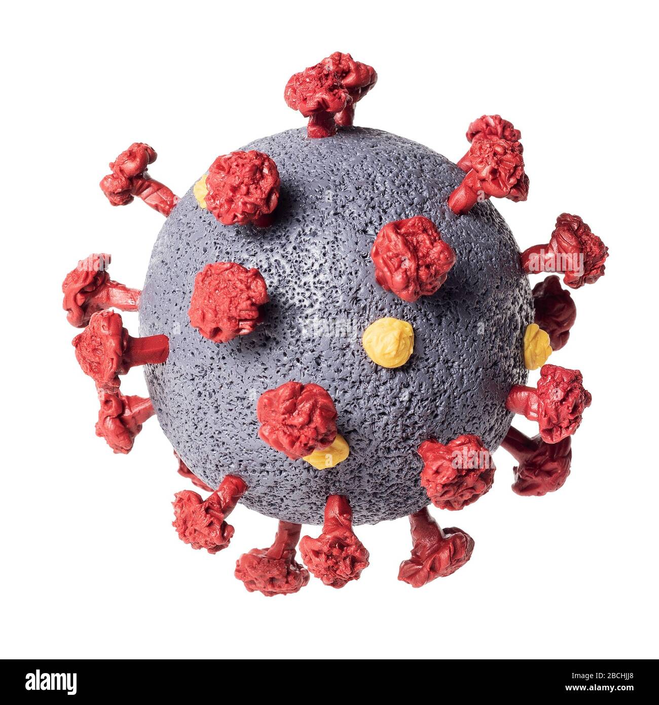 Modell SARS-COV-2 Coronavirus isoliert auf weißem Hintergrund. Der Erreger der Krankheit Covid-19 Stockfoto