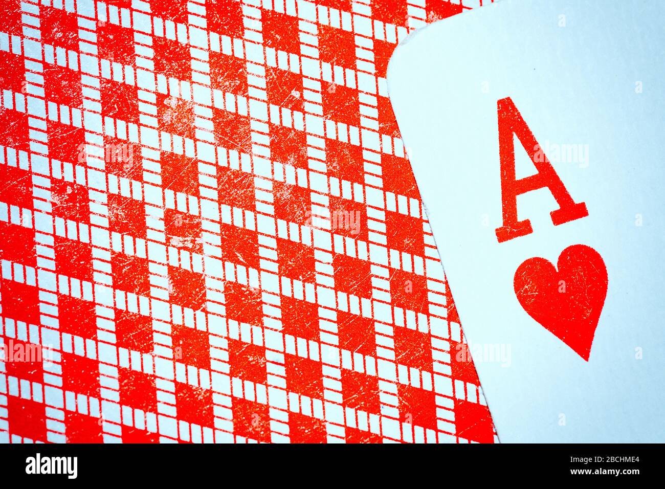 ACE of Hearts Nahaufnahme. Stockfoto