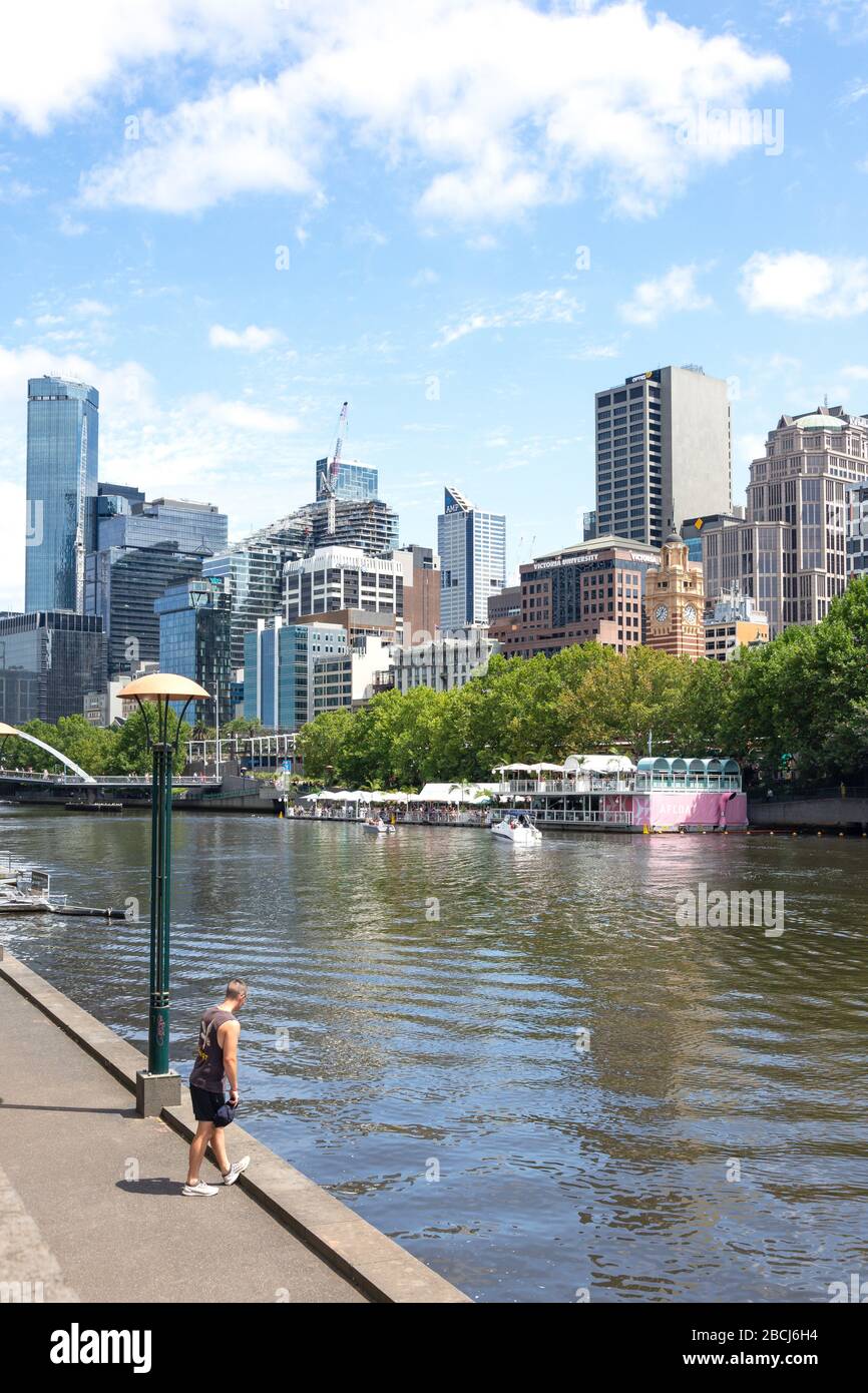 Central Business District (CBD) von Southbank Promenade, Southbank, Melbourne, Victoria, Australien Stockfoto