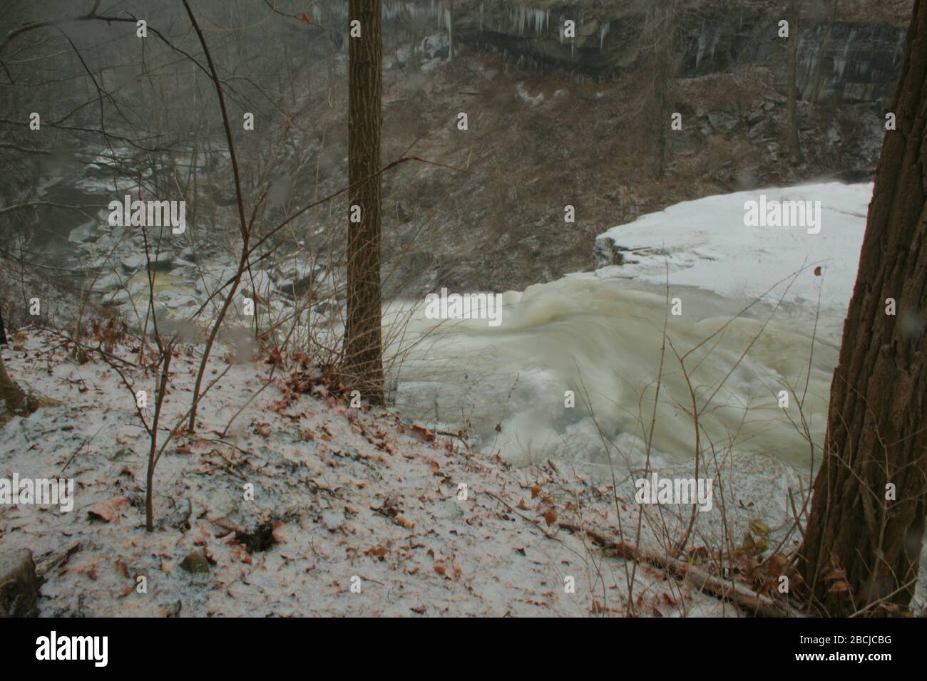 Brandywine Falls in Winter, Ohio Stockfoto