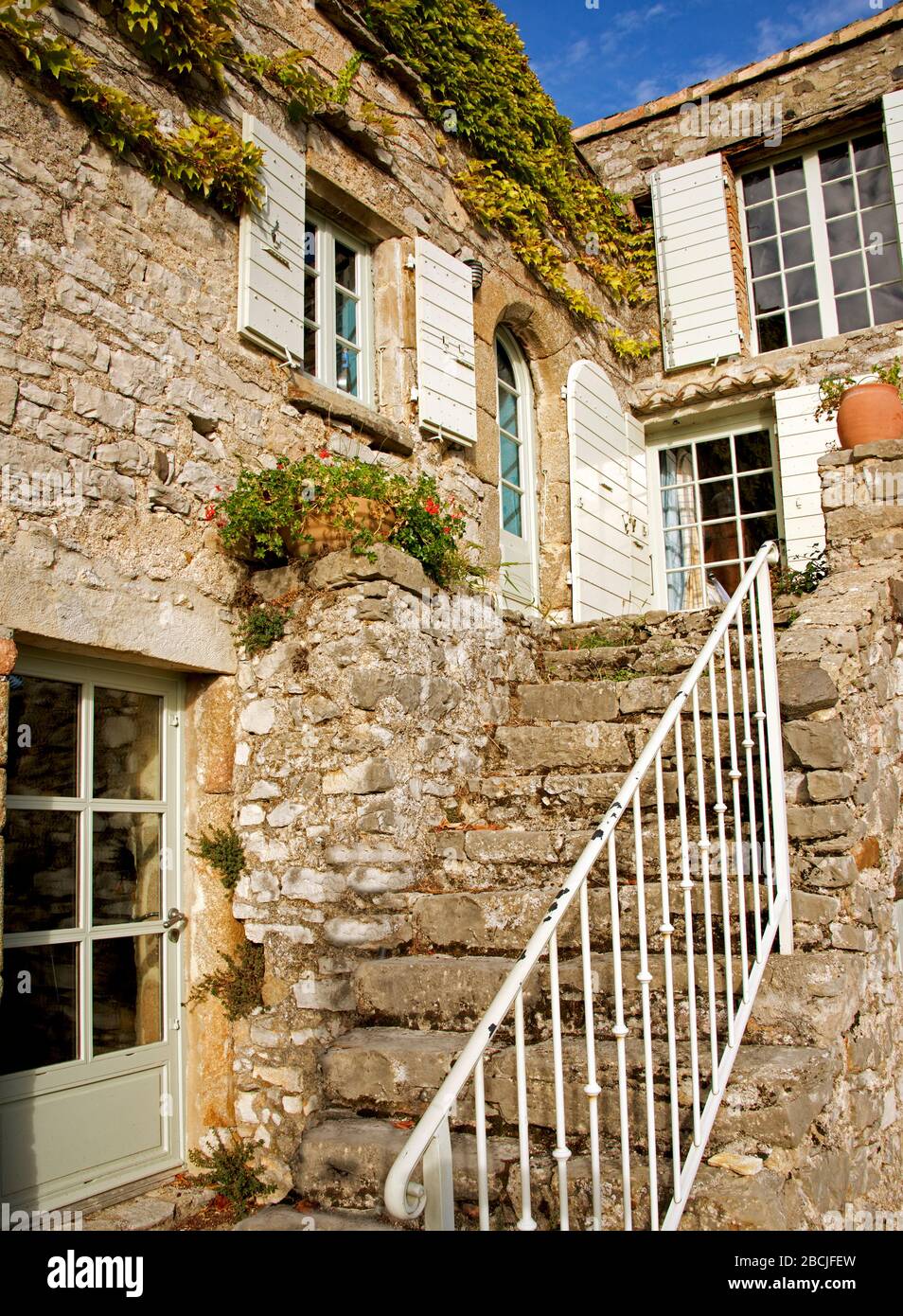 Restauriertes Ardeche Bauernhaus Frankreich Stockfoto