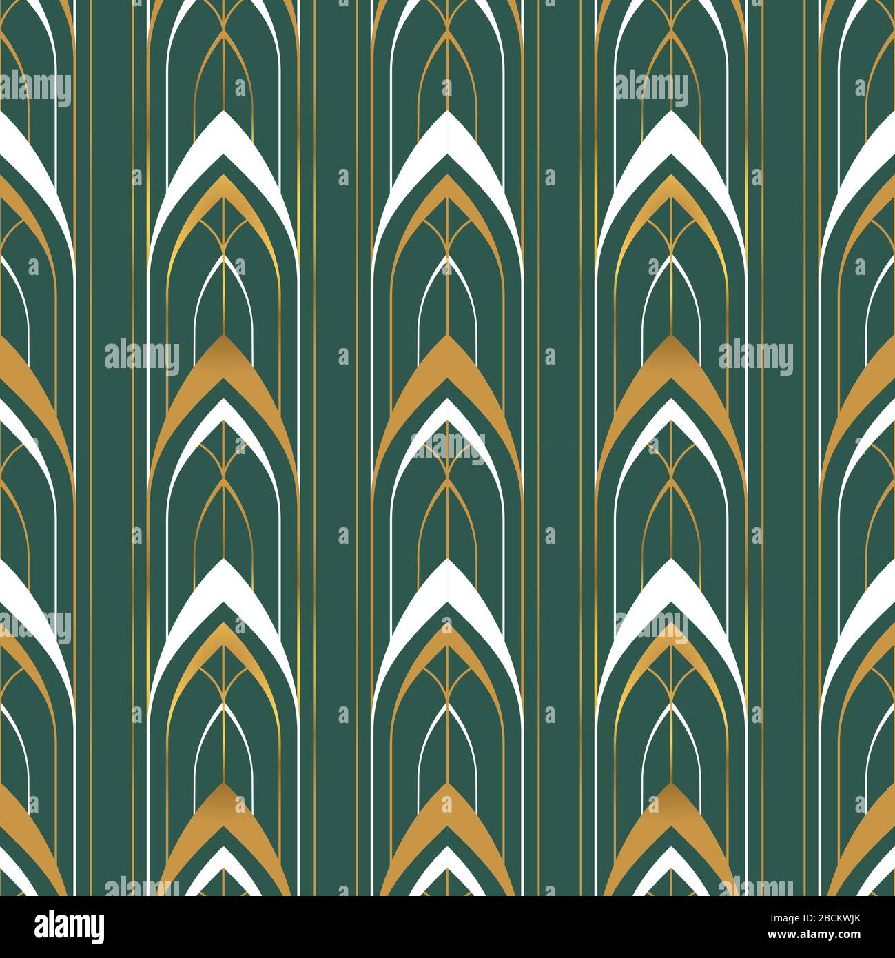 Gold Art Deco Vintage nahtloses Muster mit Retro-Zierdessin. Luxuriöser abstrakter Hintergrund in goldener und blauer Farbe. Klassischer Architekturstil Stock Vektor