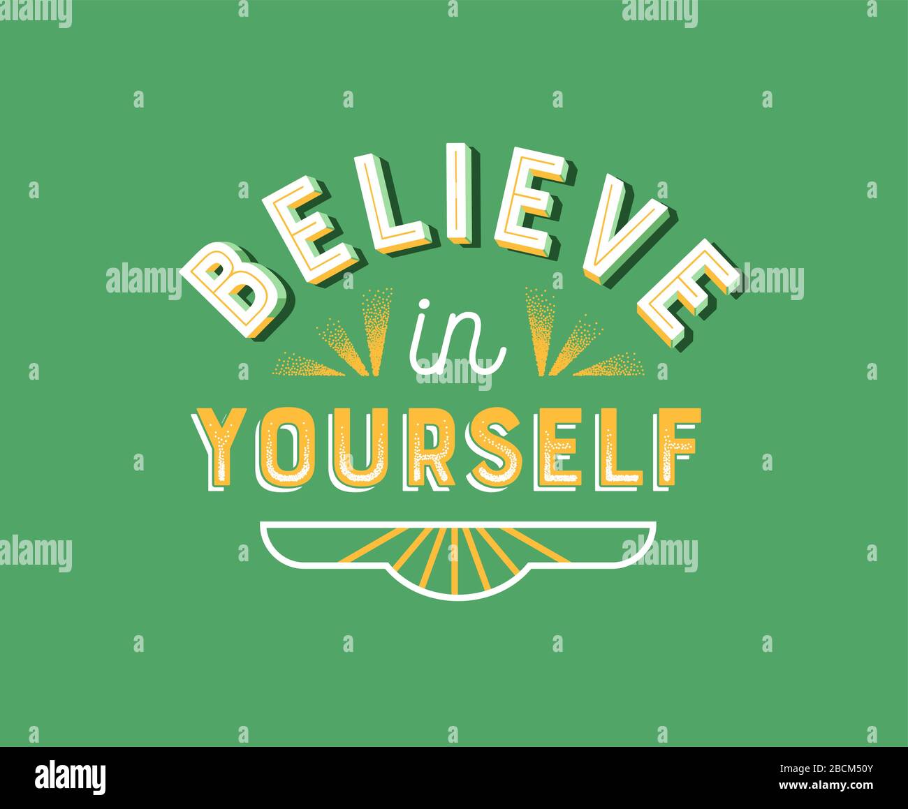 Glauben Sie an sich selbst Typografie Zitat Poster Illustration. Retro-Schriftzug mit Motivationsaussage zur Inspiration bei der Bestimmung, w Stock Vektor