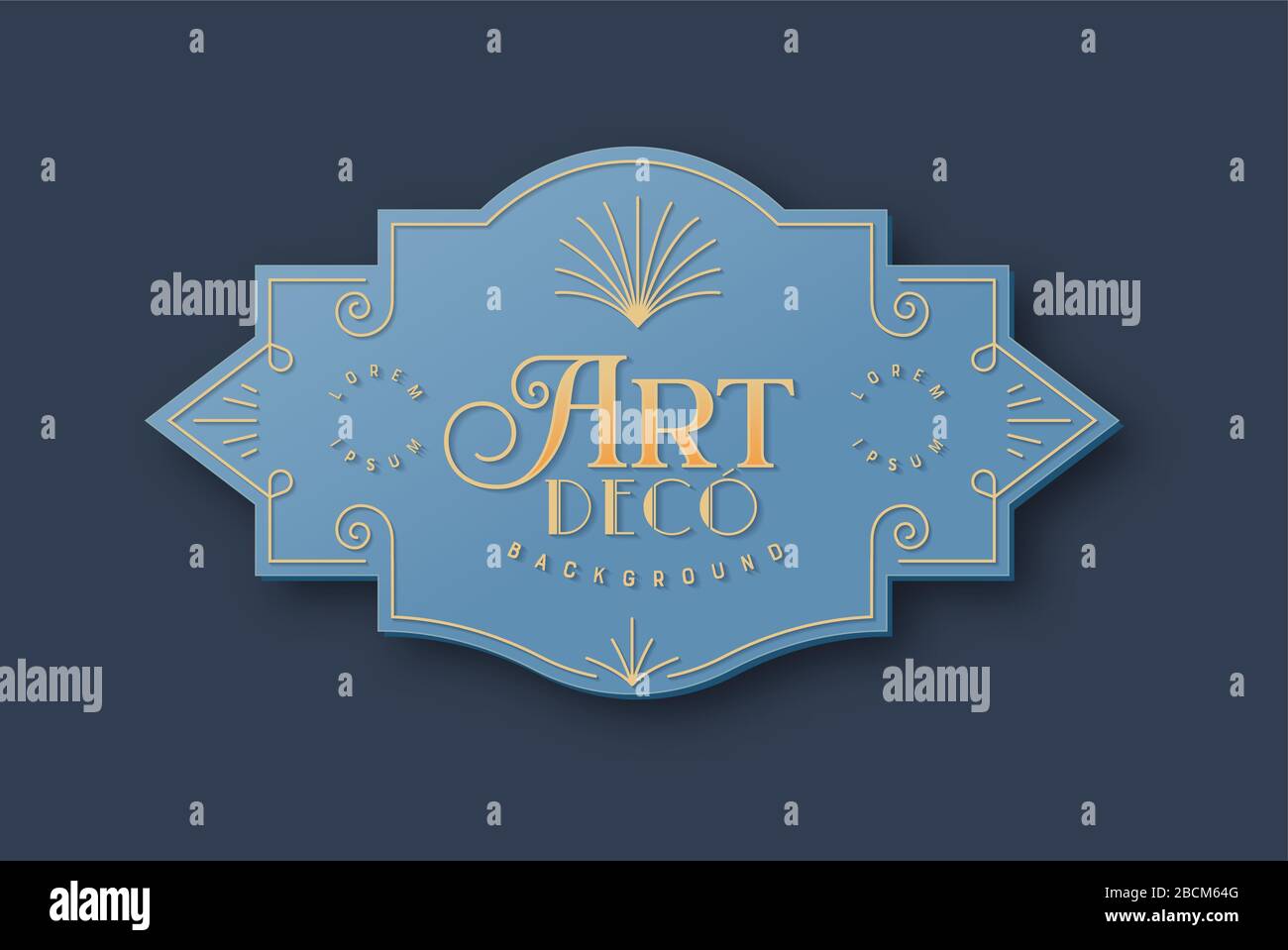 Art-Deco-Hintergrundvorlage im Vintage-Stil. Isolierter 3D-Retro-Rahmen mit traditioneller geometrischer Liniendekoration, Textzitat und verziertem Rand. Stock Vektor