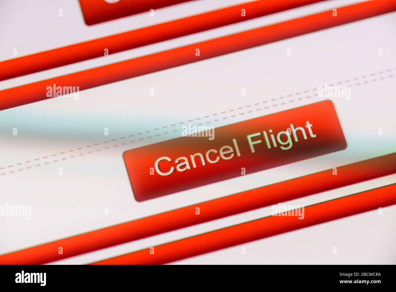 Schaltfläche "Flugtext stornieren" auf dem Smartphone-Bildschirm Stockfoto