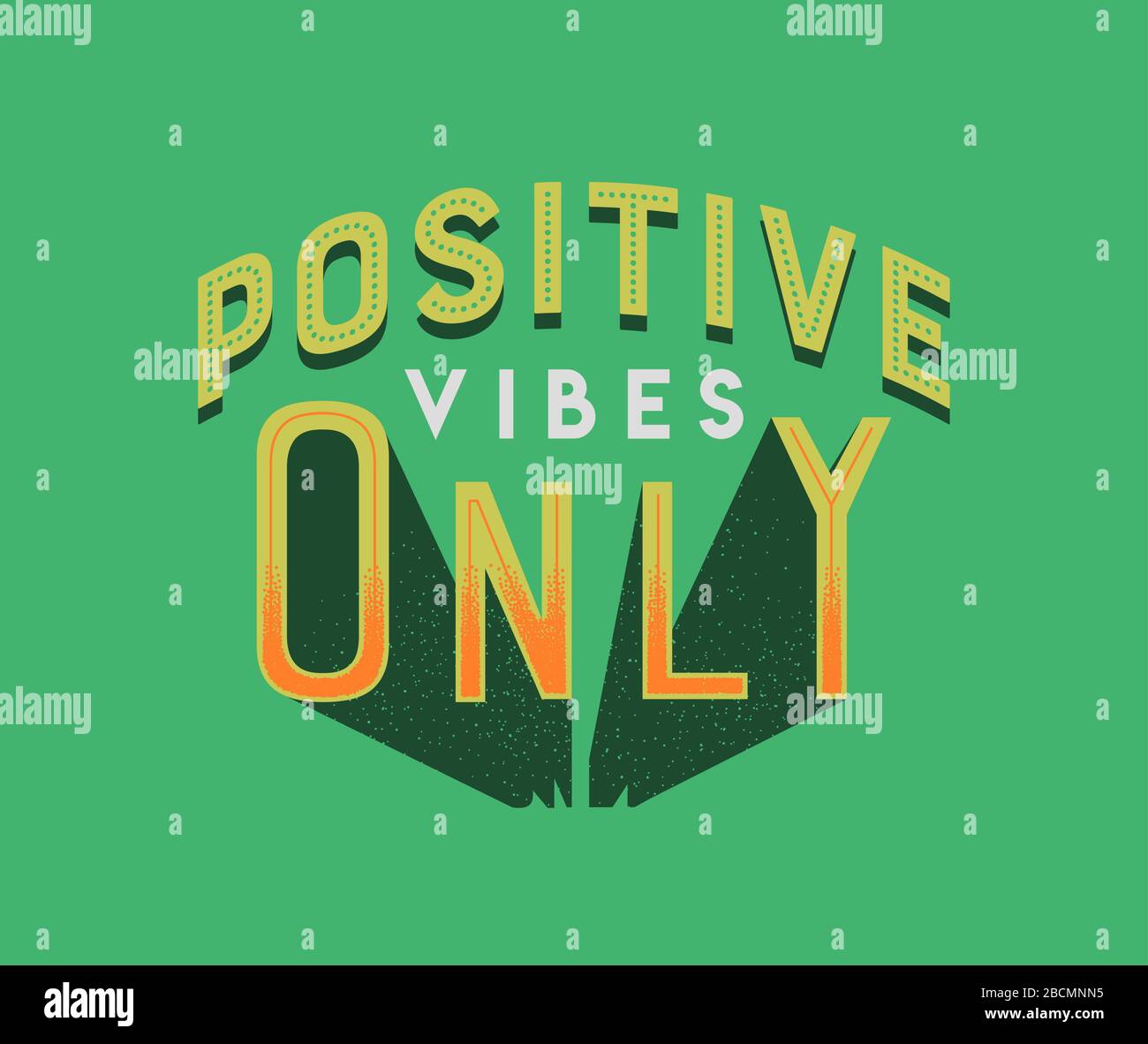 Positive Vibes nur Typografie Zitat Poster Illustration. Retro-Schriftzug mit Textdesign und motivierender Botschaft für Lebens-Inspiration, fröhlicher Spac Stock Vektor