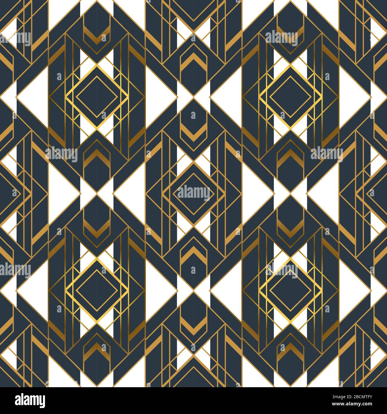 Gold Art Deco Vintage nahtloses Muster mit Retro-Zierdessin. Luxuriöser abstrakter Hintergrund in goldener und schwarzer Farbe. Textur im klassischen Rahmenstil B. Stock Vektor