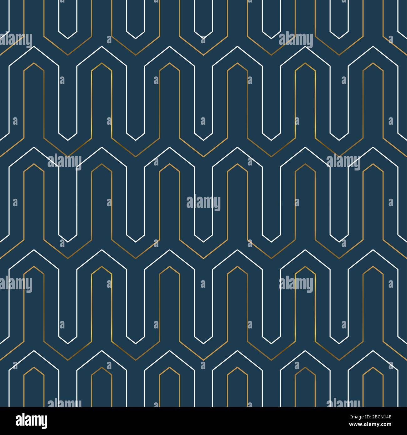 Goldfarbenes Deko-Design im Vintage-Stil mit nahtlosem Muster und Retro-Schmuck. Luxuriöser abstrakter Hintergrund in goldener Farbe. Minimalistische, geometrische Linienmode Stock Vektor