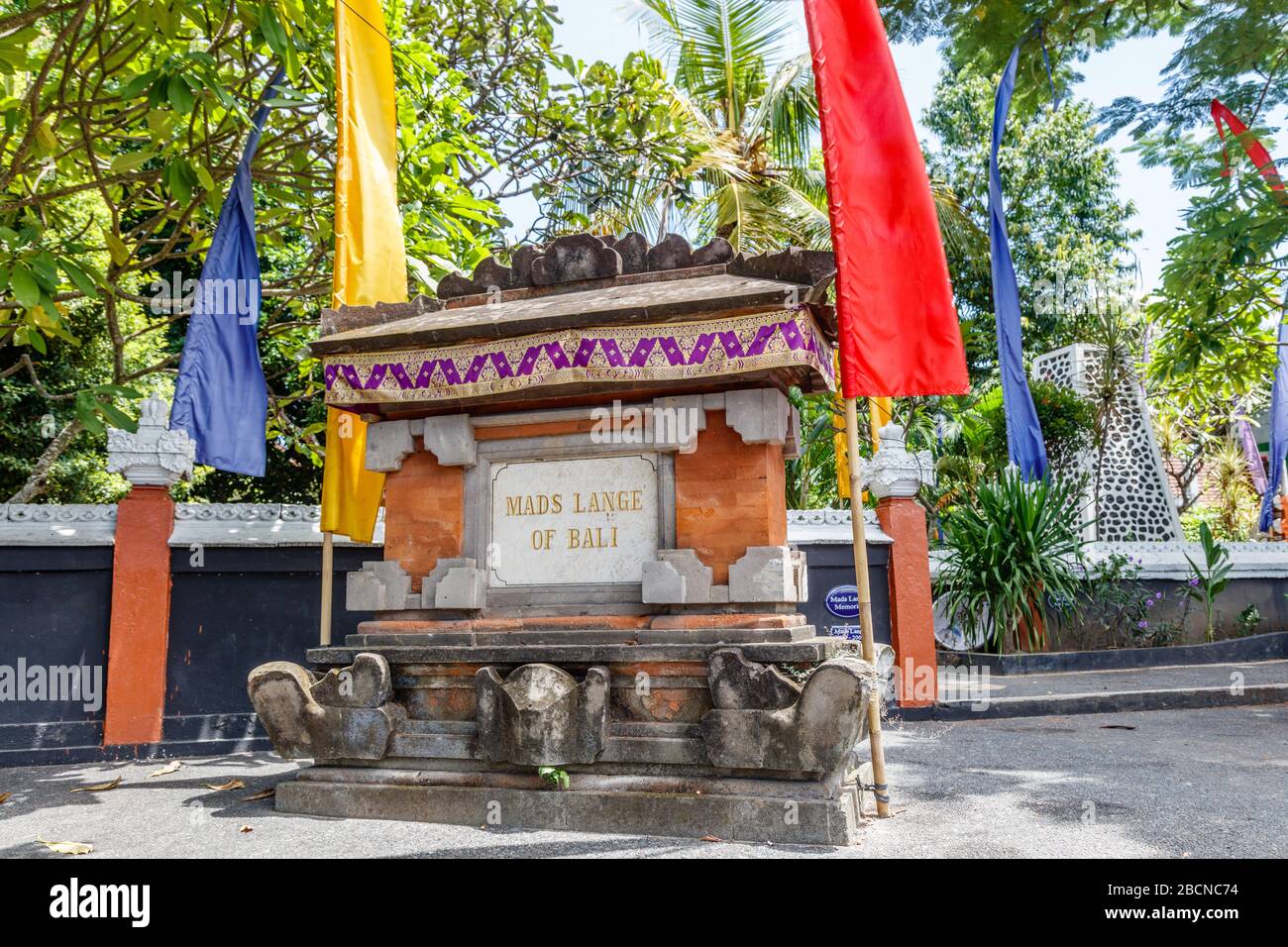 Denkmal für Mads Johansen lange (mit dem Spitznamen König von Bali) in Kuta, Badung, Bali, Indonesien. Stockfoto