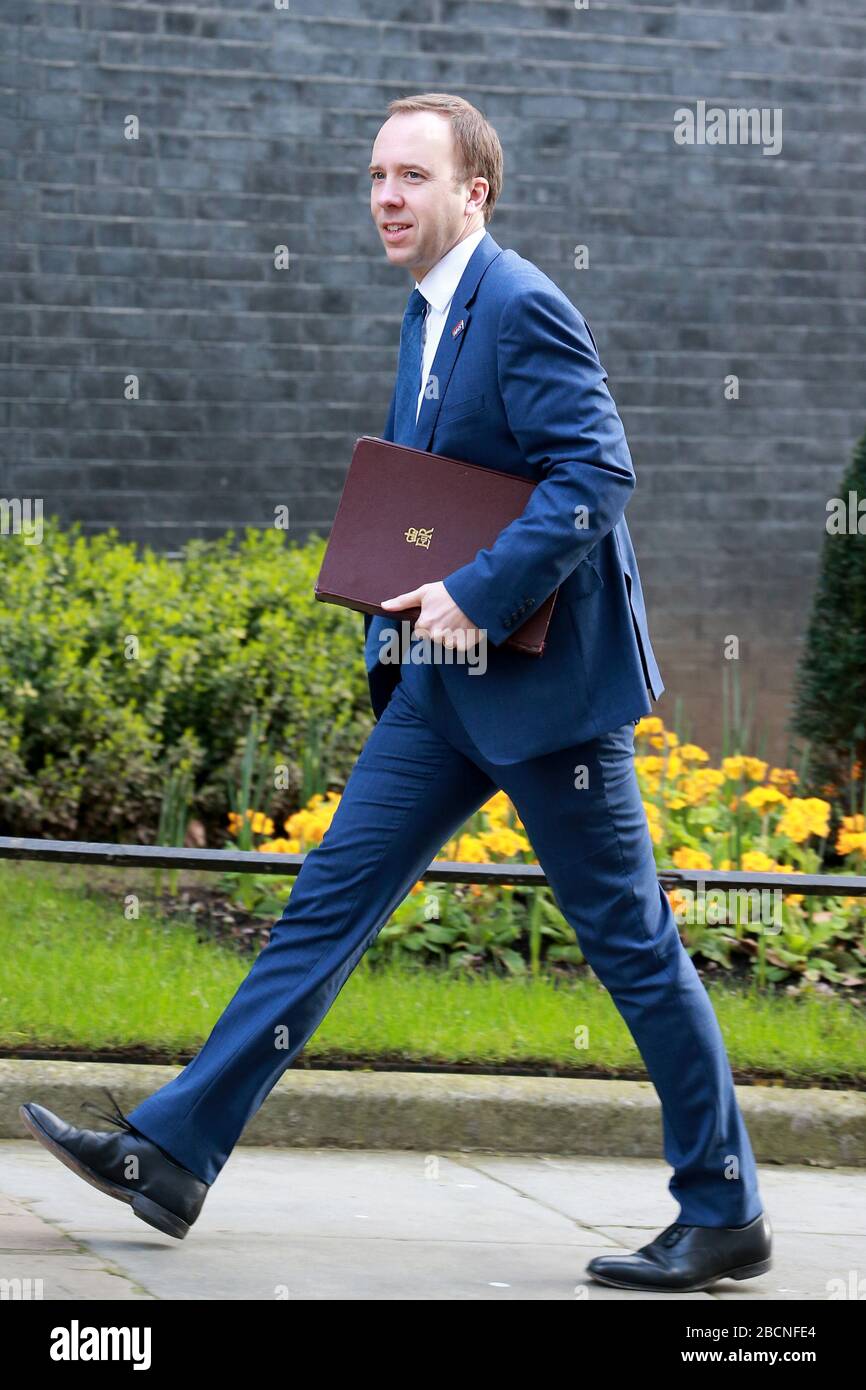 London, Großbritannien - 11. März 2020: Matt Hancock kommt zu einer Kabinettssitzung in der Downing Street 10 in London, Großbritannien, an. Stockfoto