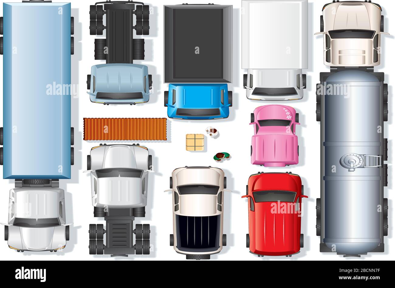 Schwere LKWs entwerfen Vektorgrafiken Stock Vektor