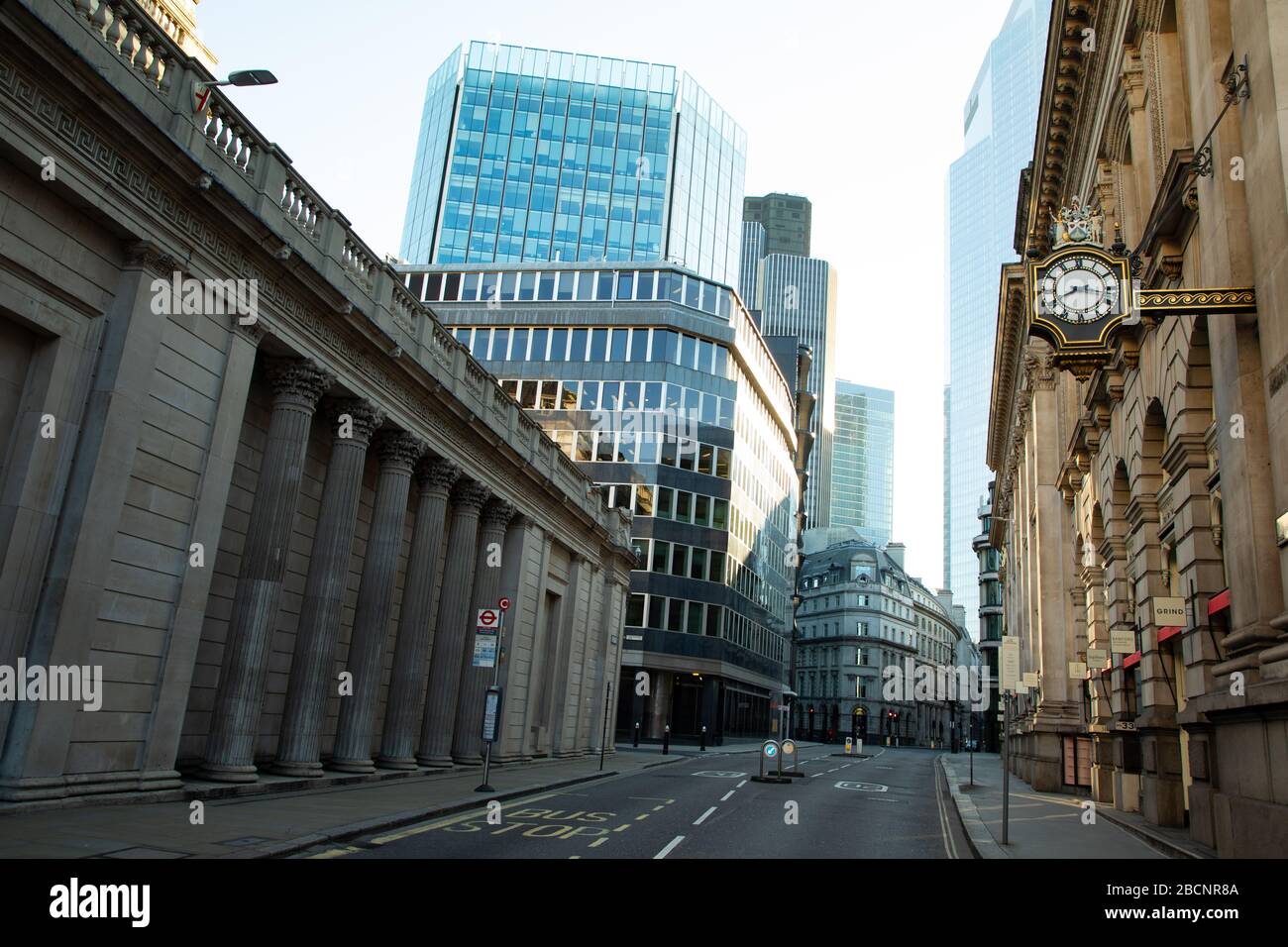 London, Großbritannien. April 2020. Eine völlig leere City of London während der Sperrung der Hauptstadt, um die Ausbreitung von Covid 19 zu verhindern. Credit: David Parry/Alamy Live News Stockfoto