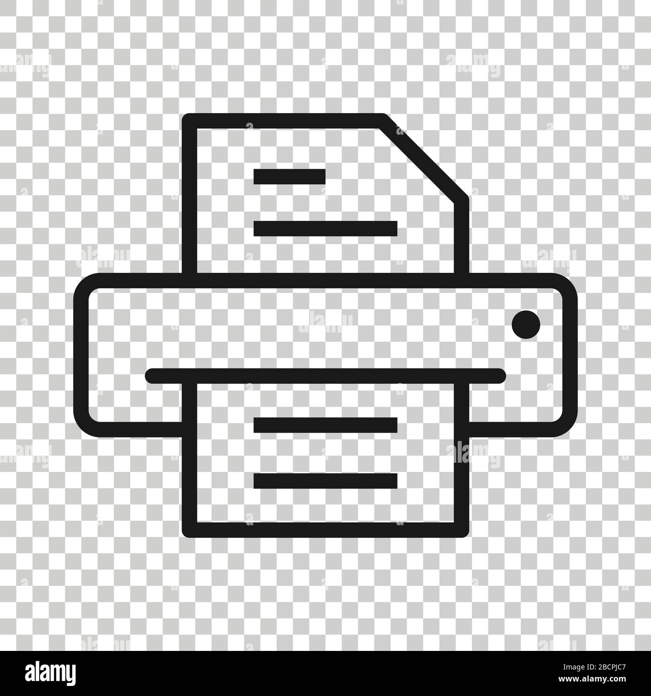 Bürodrucker-Symbol in flacher Ausführung. Faxvektorabbildung auf weißem isoliertem Hintergrund. Geschäftskonzept Textausdruck. Stock Vektor