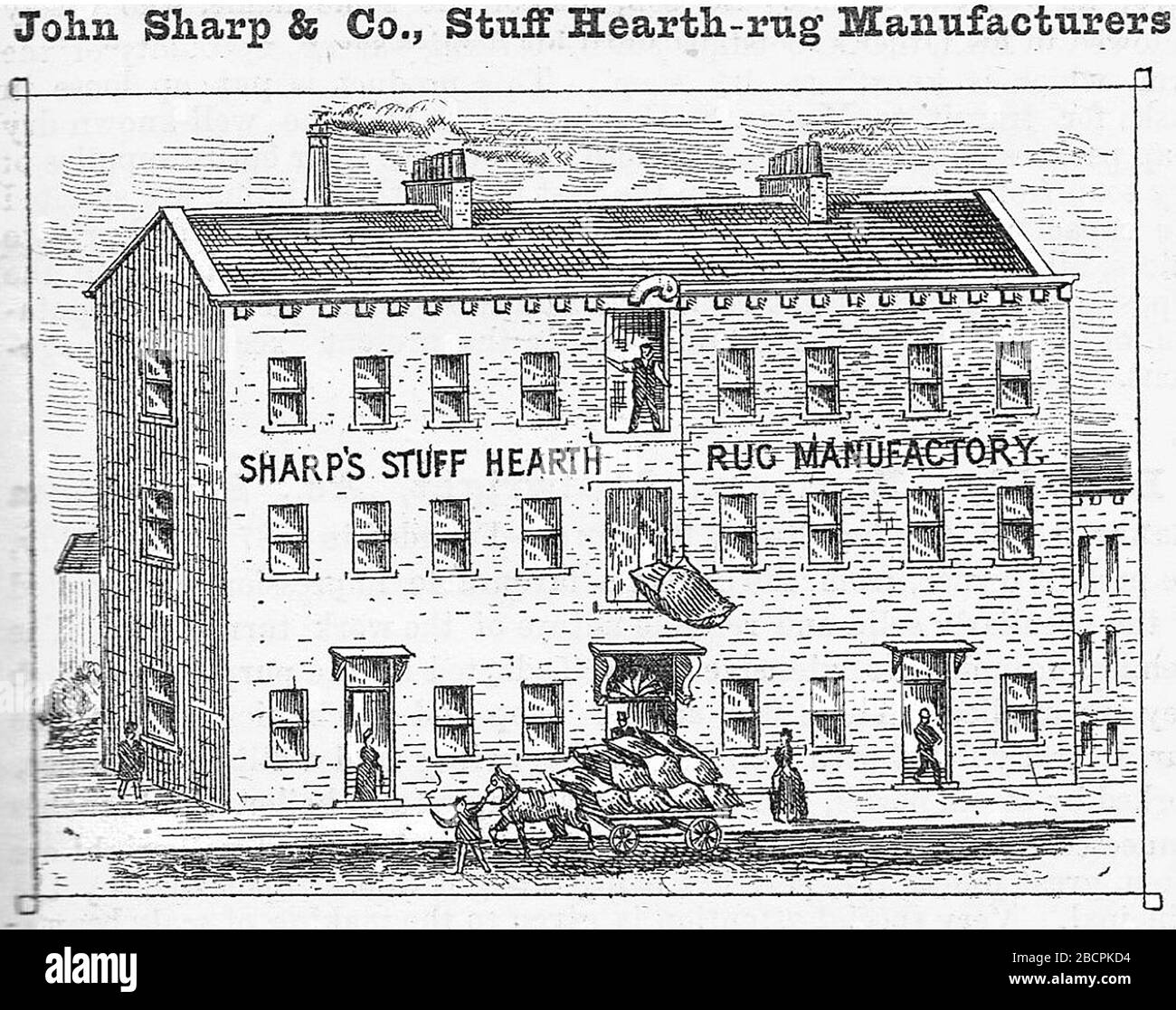 JOHN SHARP UND CO. STUFF HERD TEPPICH HERSTELLER, BRADFORD 1893 Stockfoto