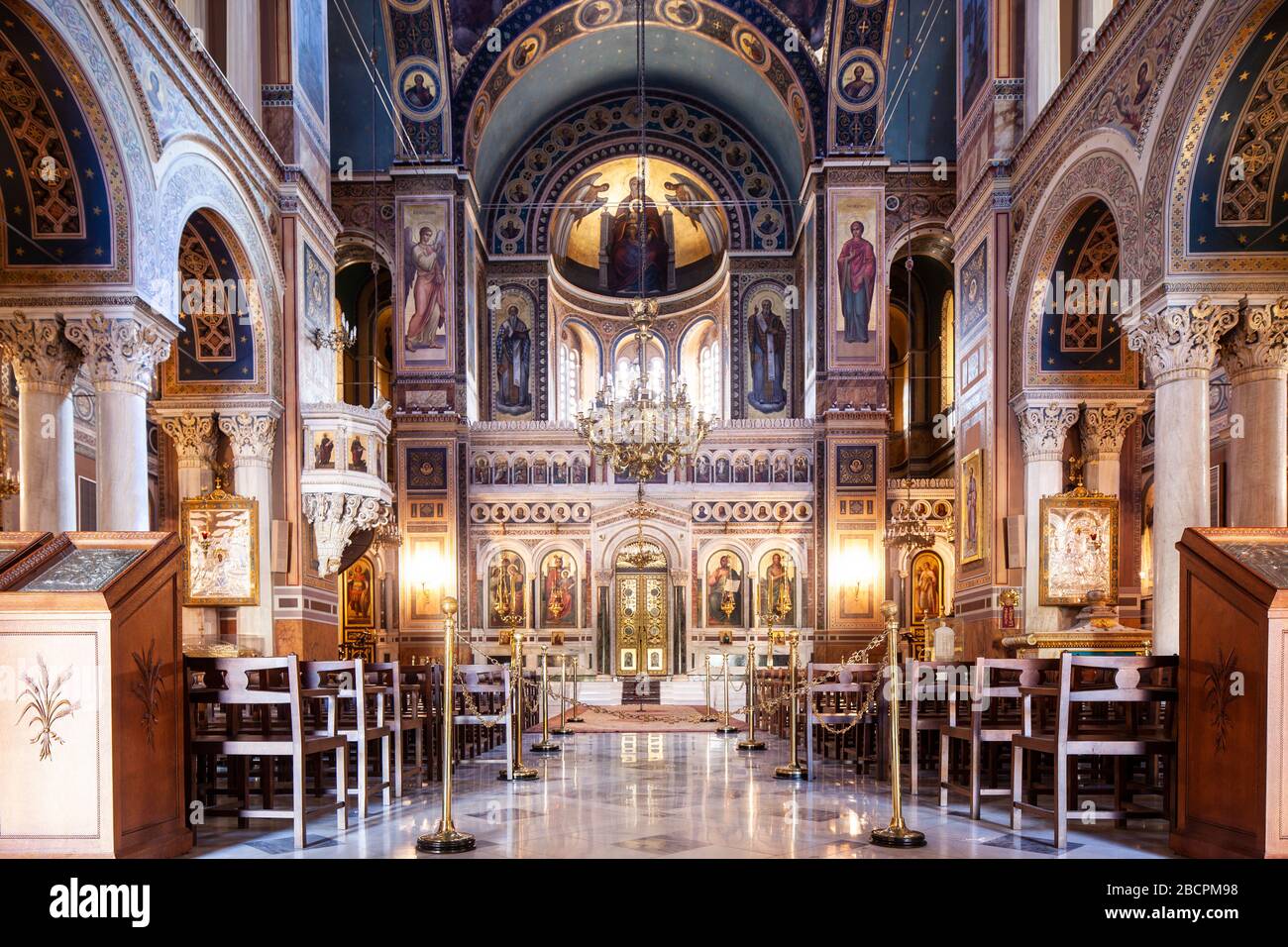 Griechenland, Athen: Mitropolis-Platz, Metropolitan-Kathedrale von Athen (Megali Mitropoli). Stockfoto