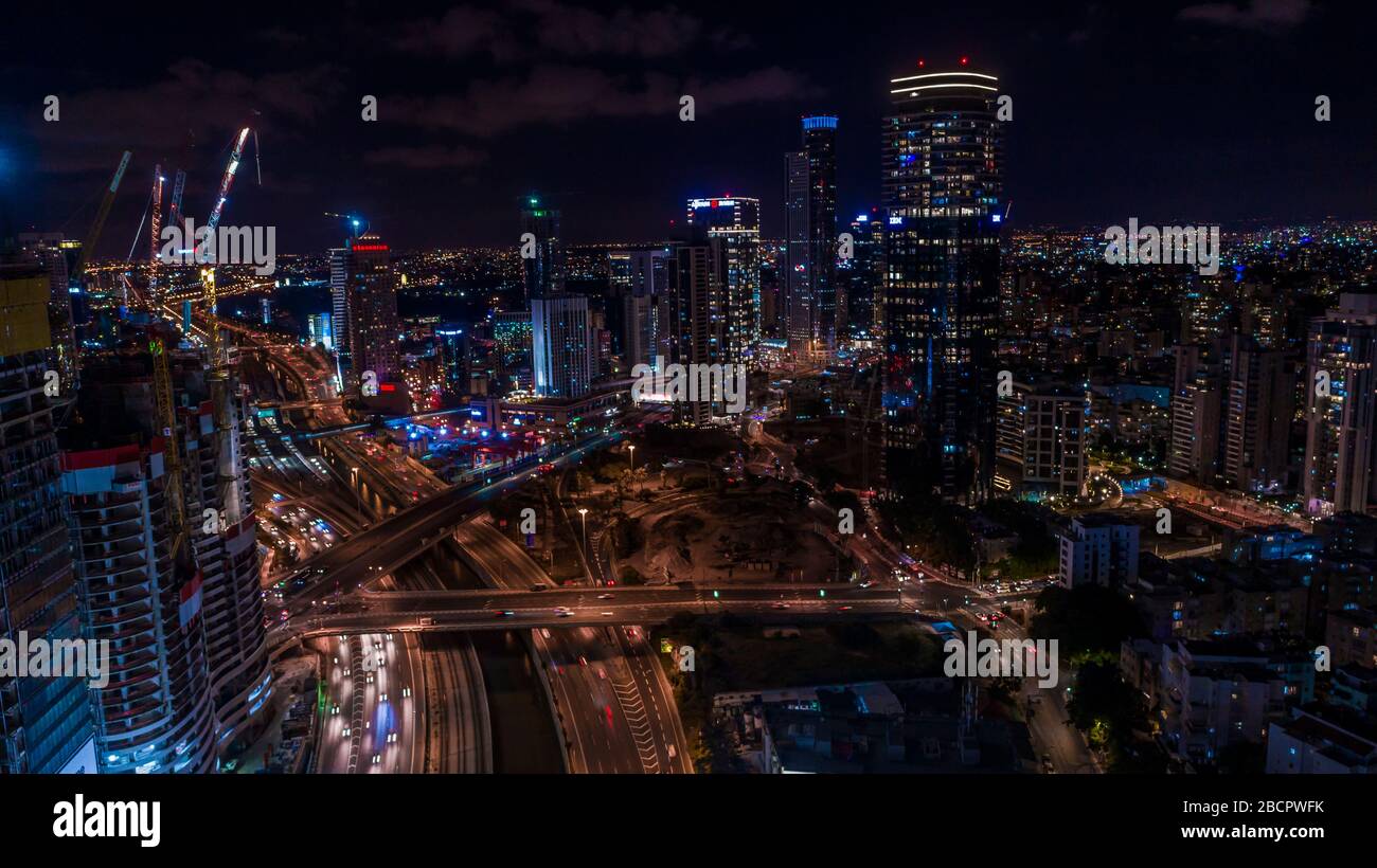 Tel Aviv-Ramat Gan Stadtzentrum Luftaufnahme Drohne Stockfoto