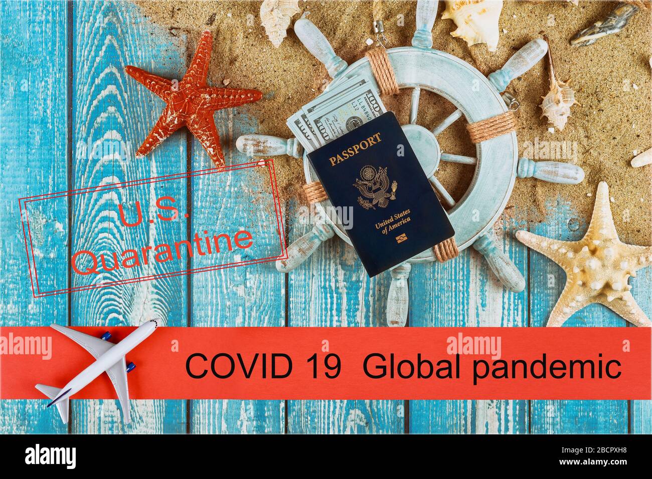 COVID-19 Coronavirus globaler Pandemieausbruch hat Reisende Flüge abgesagt Stockfoto