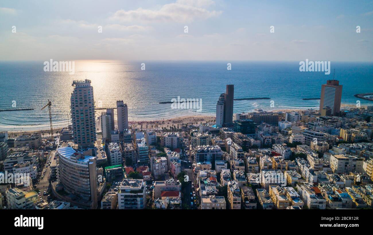 Tel Aviv Promenade aus der Luft, Israel Stockfoto