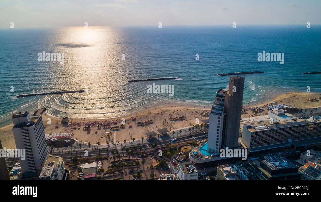 Tel Aviv Promenade aus der Luft, Israel Stockfoto