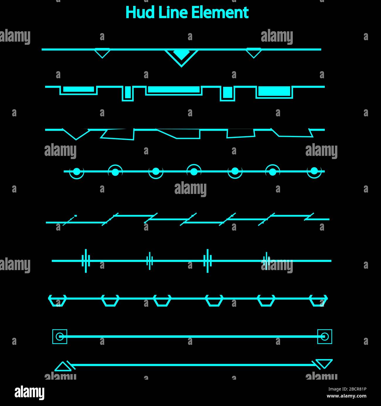 Set von hud Line Elements, futuristische Sci Fi Moderne Benutzeroberfläche Set.hud Line Elements, Head-up-Display, hud Elements Stockfoto
