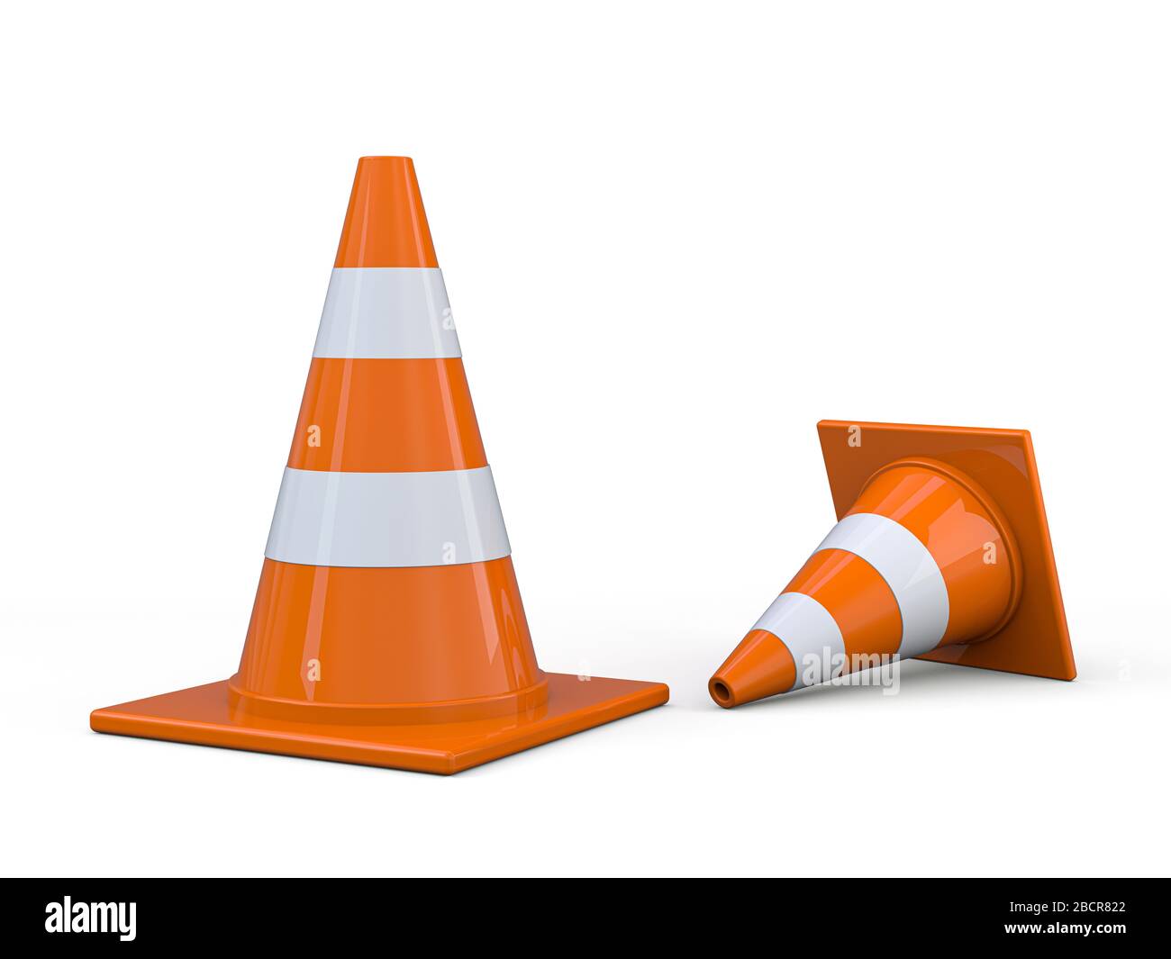 Anzeichen für Straßenarbeiten. Gefahrenwarnung. 3D-Rendering Stockfoto