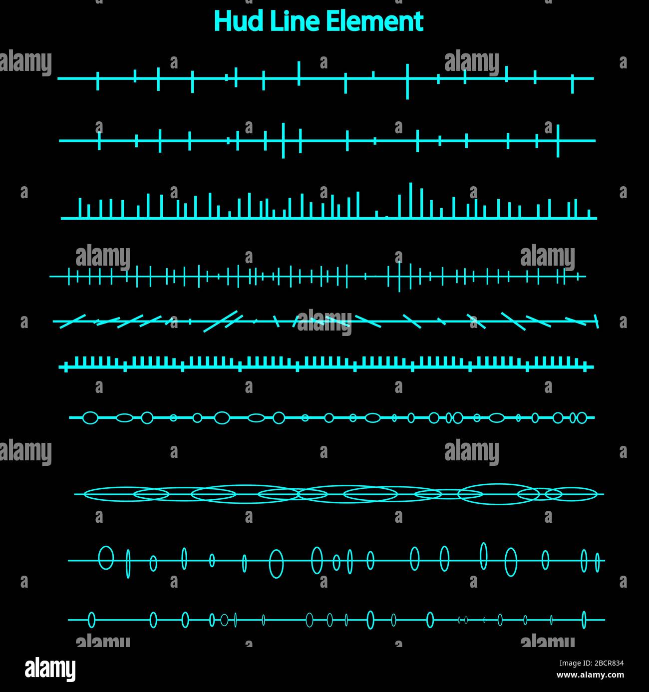 Set von hud Line Elements, futuristische Sci Fi Moderne Benutzeroberfläche Set.hud Line Elements, Head-up-Display, hud Elements Stockfoto