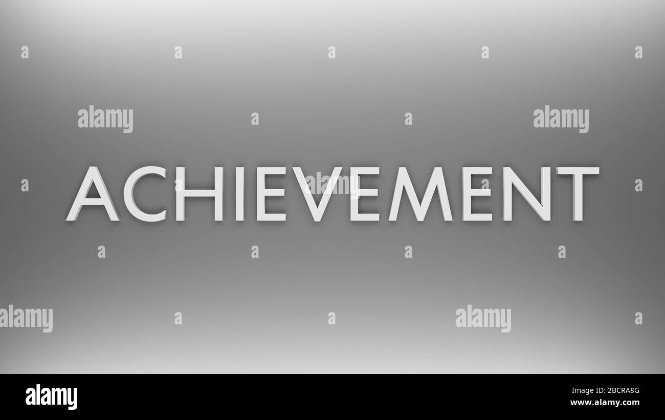 Achievement Business Concept, 3D-Illustration, flache Laienansicht, Bannerhintergrund, Metallic Stockfoto