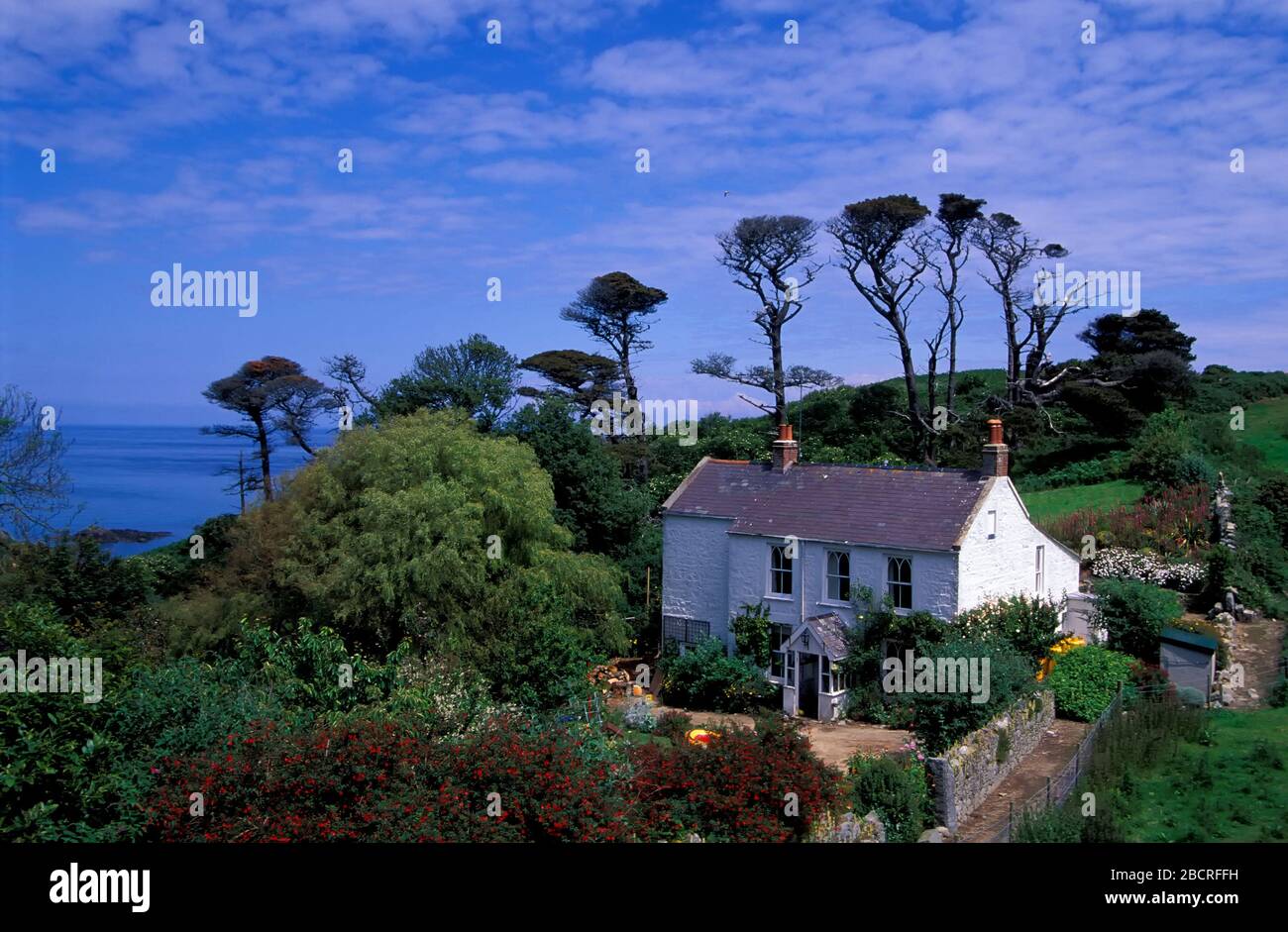 Ferienhaus in Belvoir Bay, Herm Insel, Kanalinseln, Vereinigtes Königreich, Europa Stockfoto