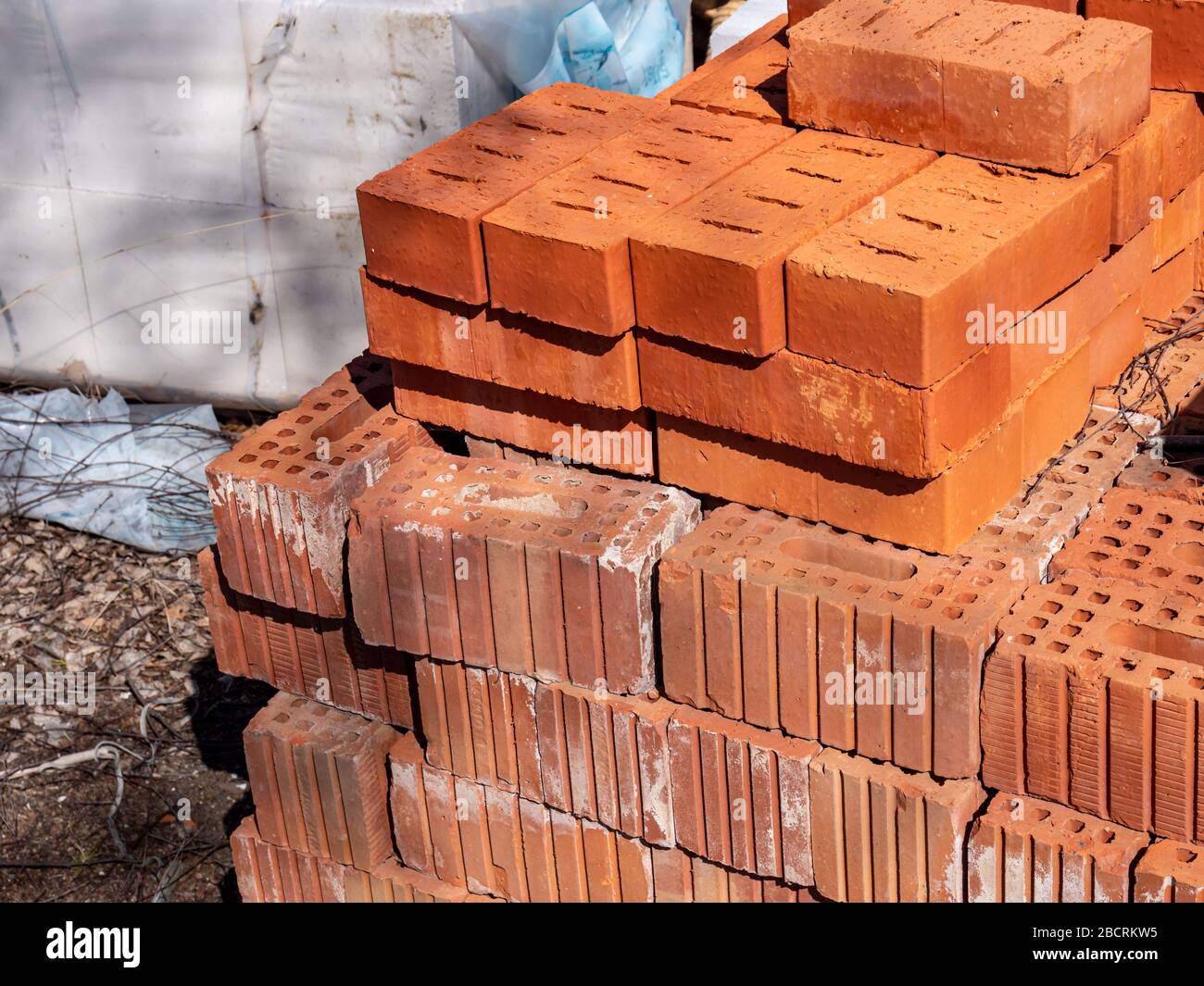 Backsteine für die Hausbauindustrie Stockfoto