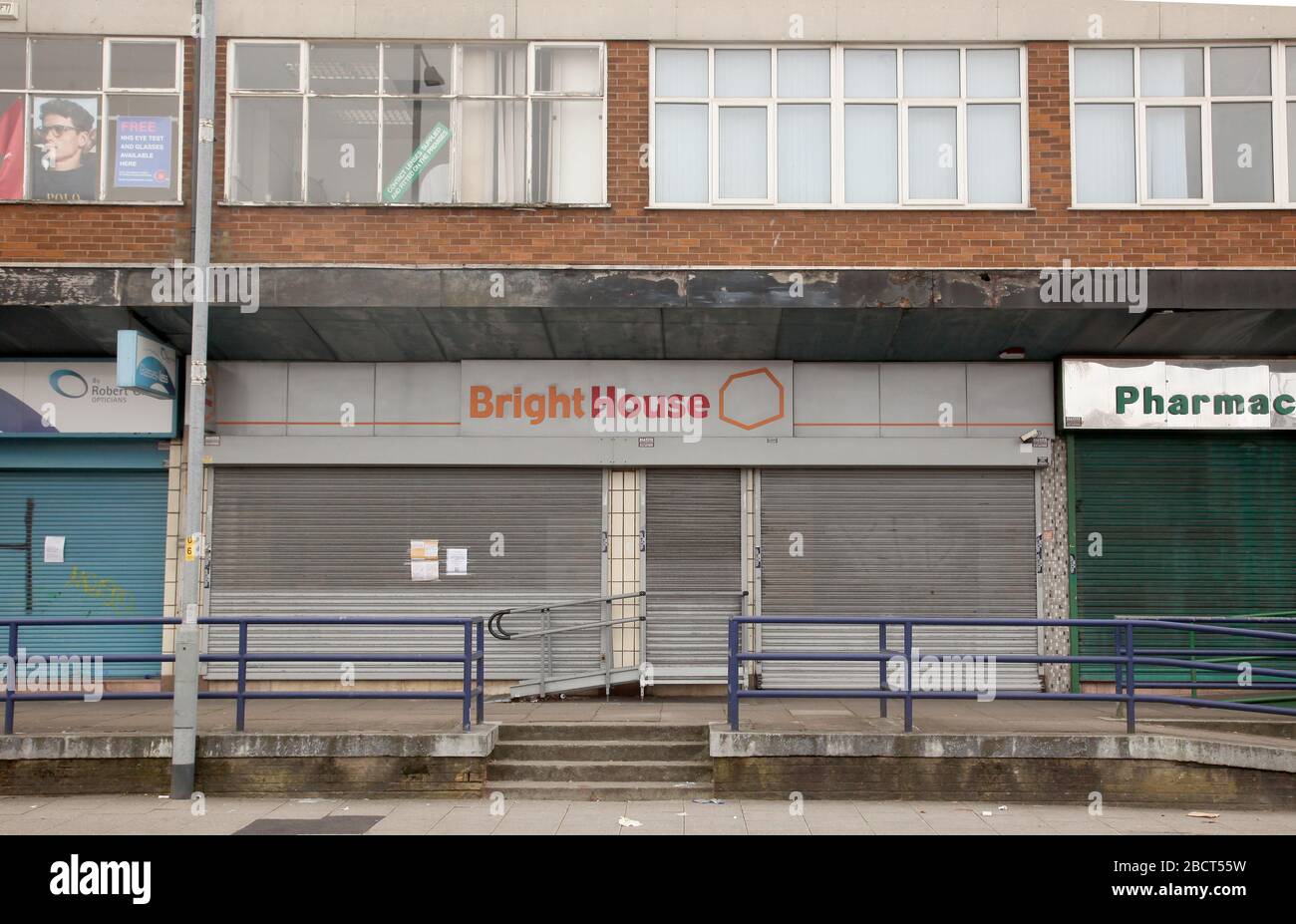 Manchester, England. April 2020. Ein BrightHouse Einzelhandelsgeschäft, der inzwischen bankrott ist Stockfoto