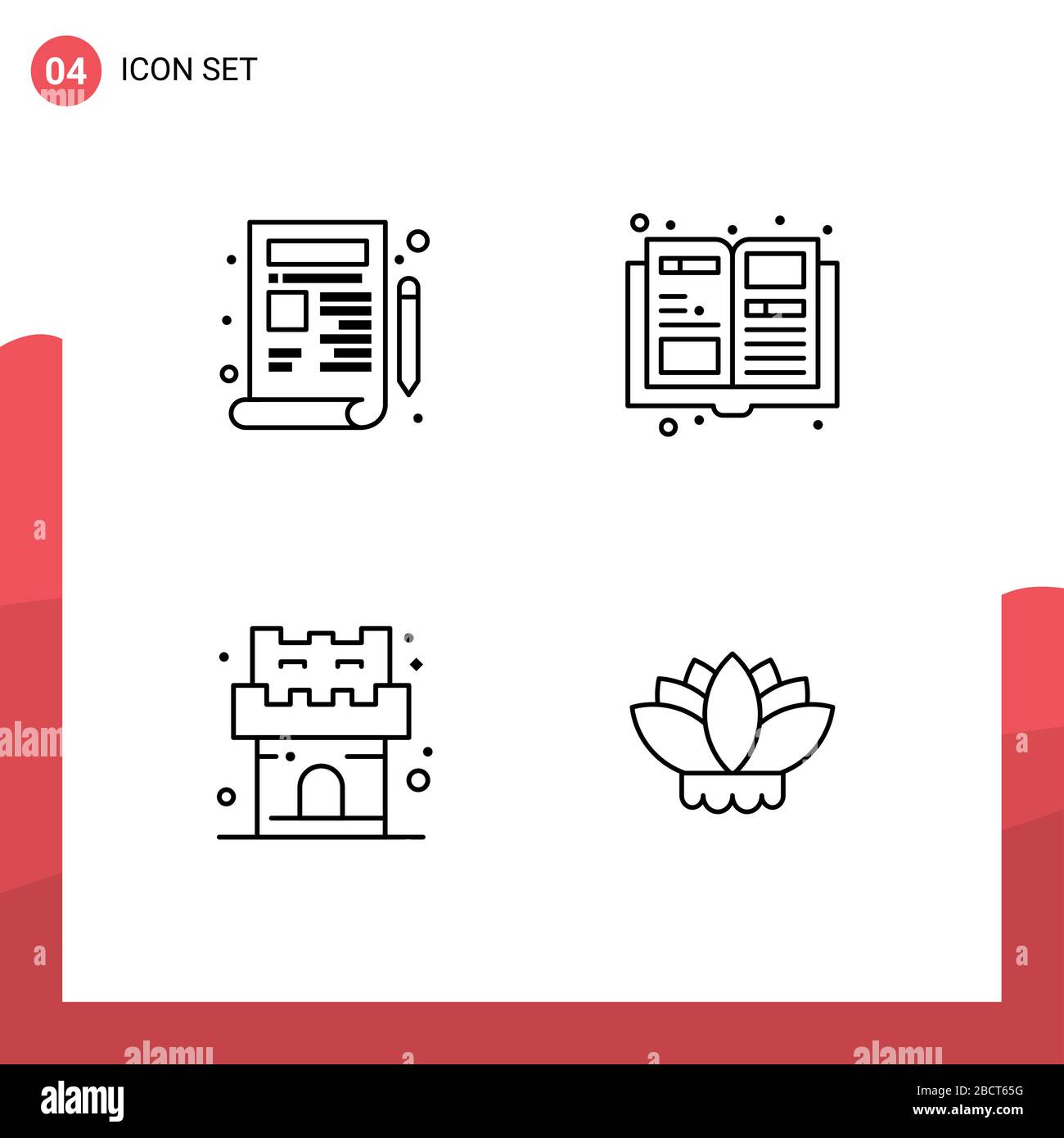 Stock Vector Icon Pack mit 4-zeiligen Schildern und Symbolen für Blueprint, Sand, Zeichnung, Magazin, china editierbare Vektordesignelemente Stock Vektor