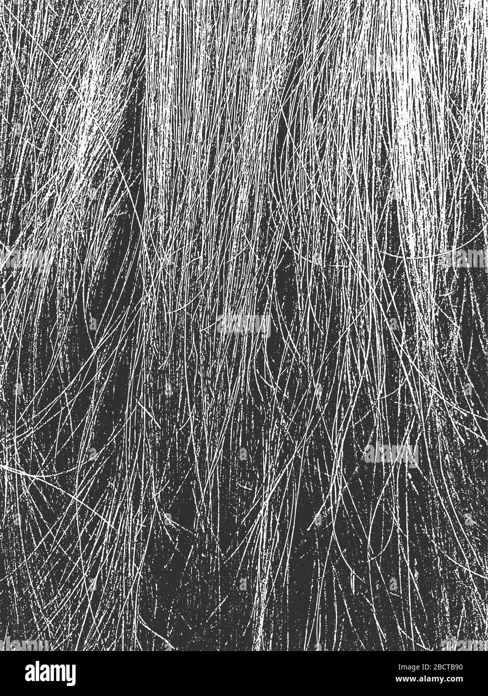 Bedrängste Struktur mit natürlichem menschlichem Haar. EPS 8-Vektorgrafiken. Schwarz-Weiß-Hintergrund. Stock Vektor