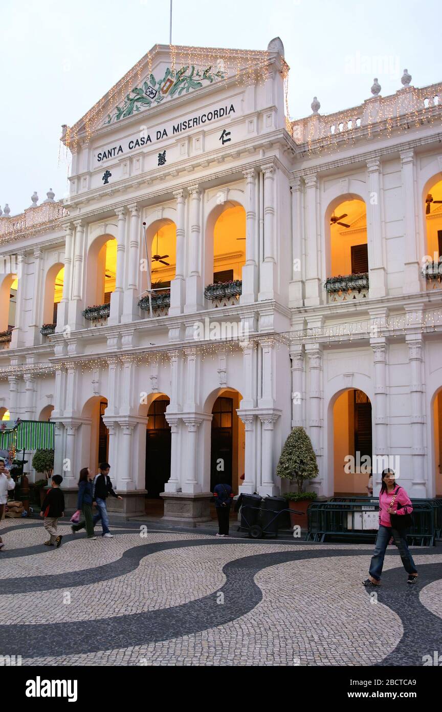 Macau, 8. FEBRUAR 2005 - Abenddämmerung Blick auf das Heilige Haus der Barmherzigkeit Stockfoto