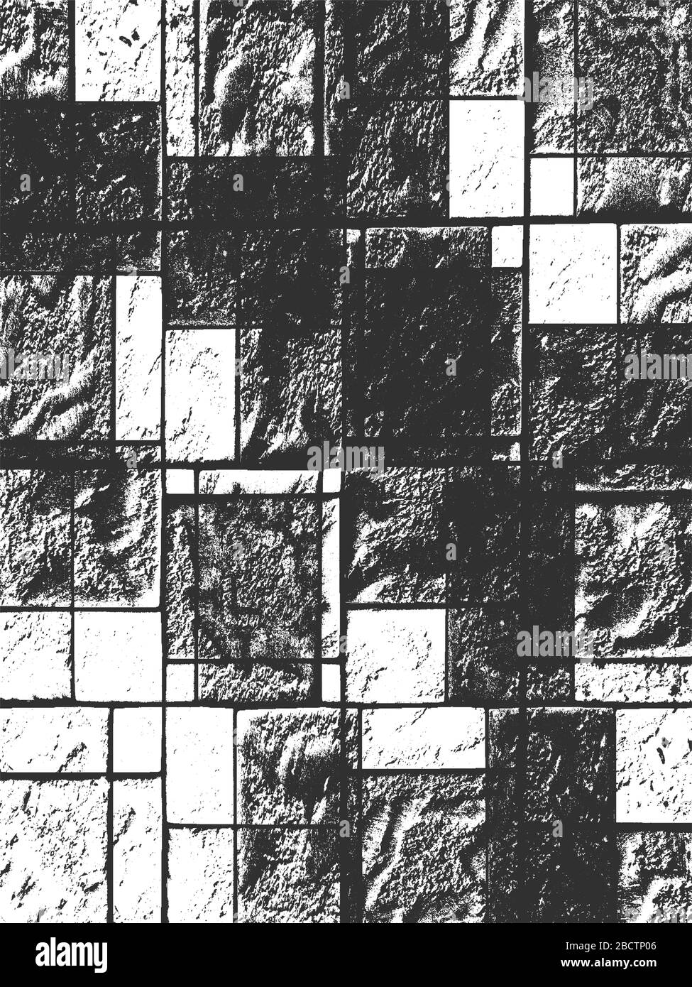 Alte Wandstruktur aus Backstein, Bodenfliese. Schwarz-weißer Grunge Hintergrund. EPS8. Vektorgrafiken. Stock Vektor