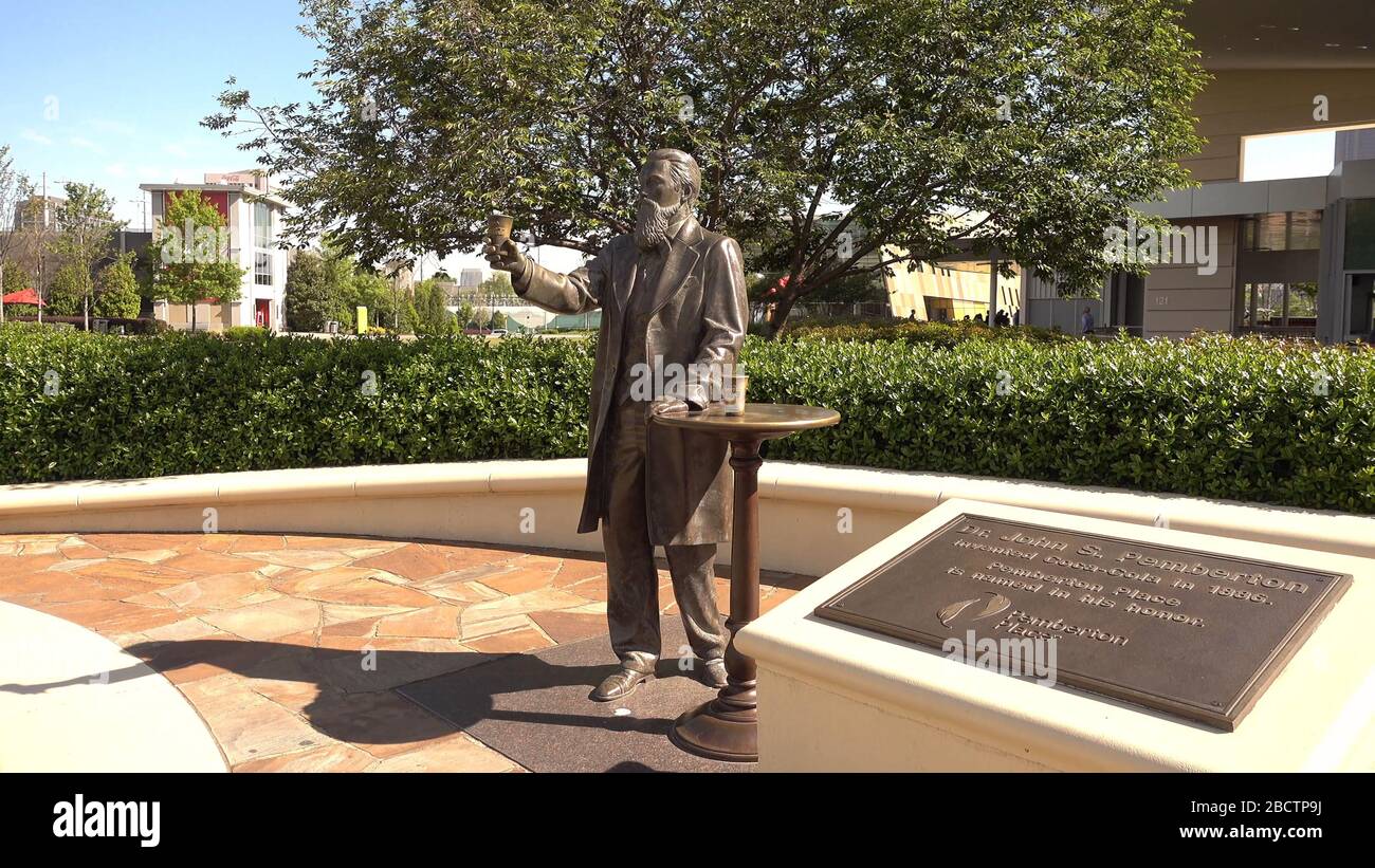 John S Pemberton Statue - Gründer von Coca Cola in Coca-Cola World Atlanta - ATLANTA, USA - 21. APRIL 2016 - Reisefotografie Stockfoto