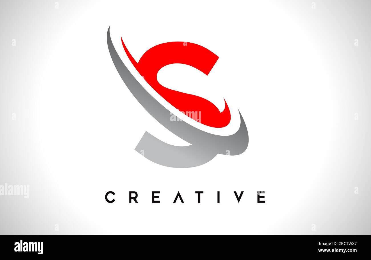 Logo des Buchstabens S. S Letter Design Vector mit VectorIllustration in Rot, Grau, "Swash VectorIllustration". Stock Vektor