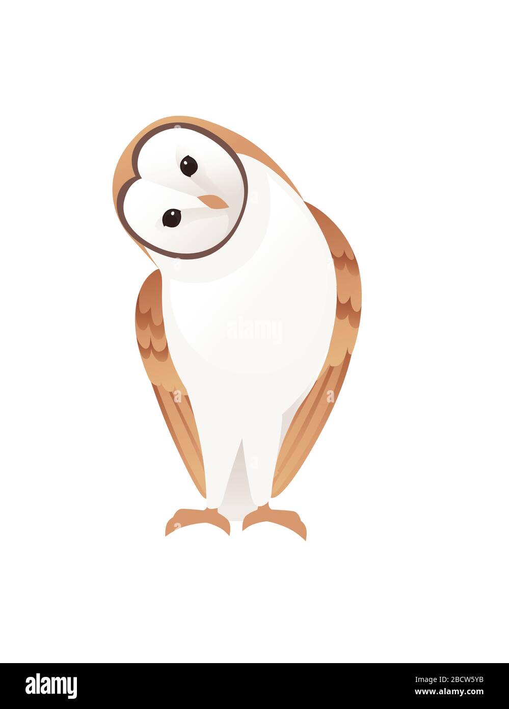 Niedliche Scheuneneule (Tyto alba) mit weißem Gesicht und braunen Flügeln Cartoon Wildwald Vogel Tier Design flache Vektorgrafiken isoliert auf weißem Hintergrund Stock Vektor