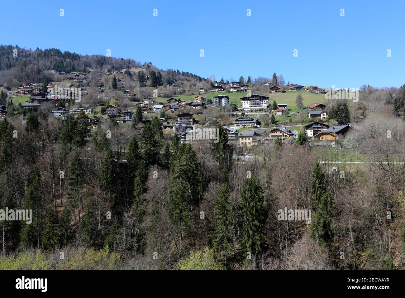 Vue sur les Alpes françaises. Saint-Gervais-les-Bains. haute-Savoie. Frankreich. Stockfoto