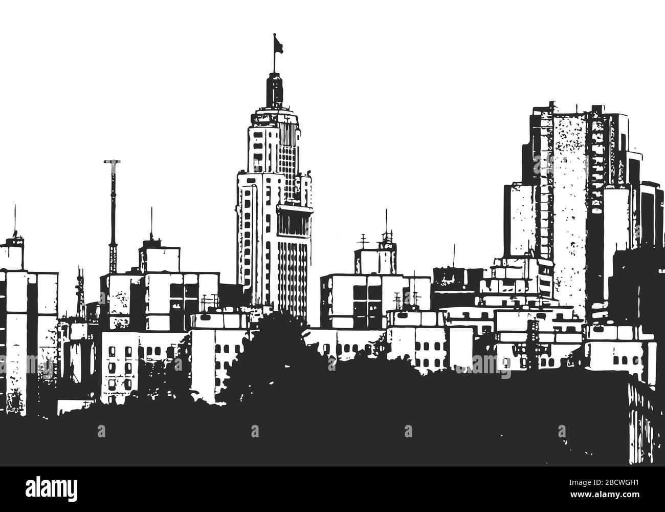 Sao Paulo Skyline Skizze Abbildung Stock Vektor